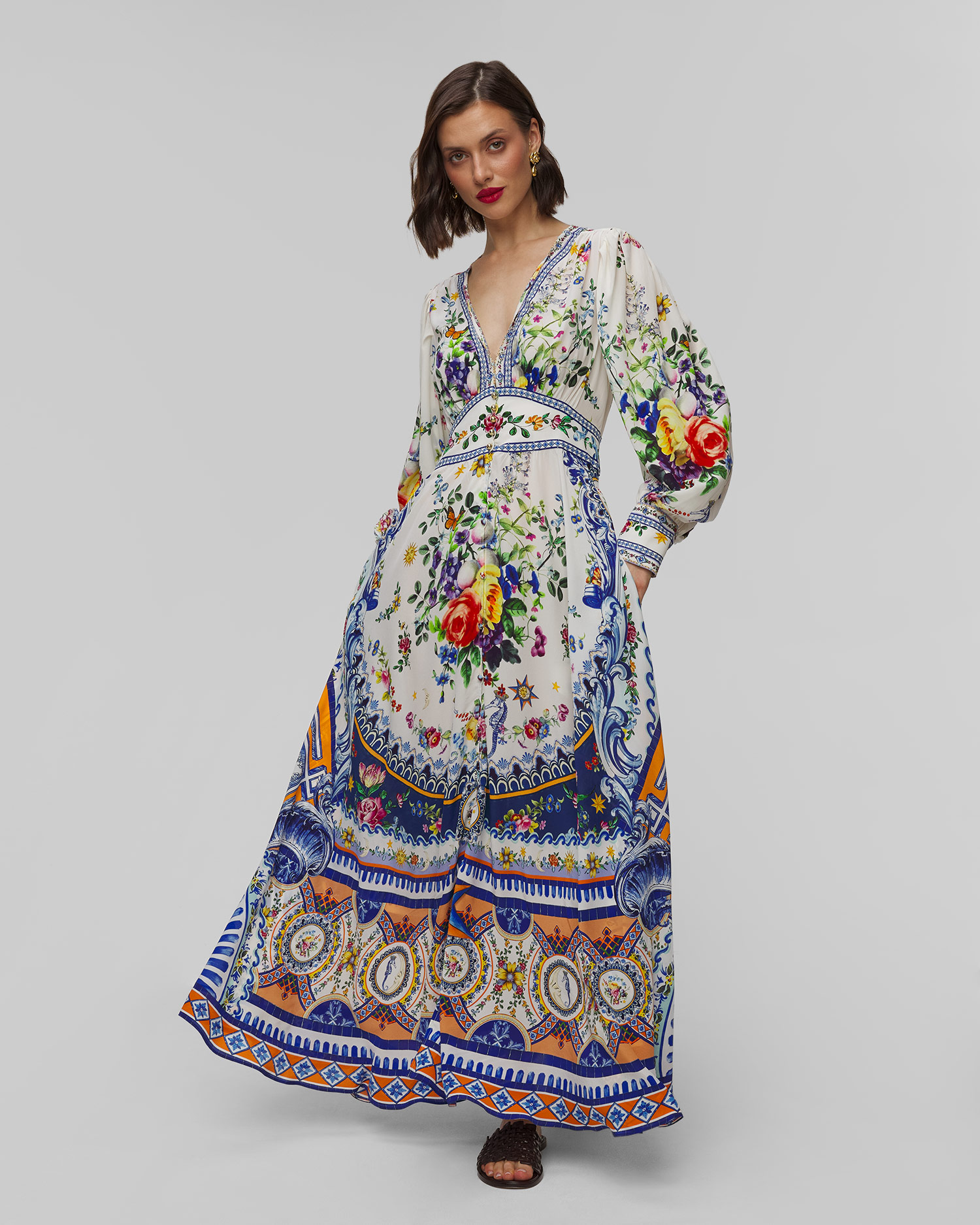 Women's long silk dress Camilla Tiles Darls