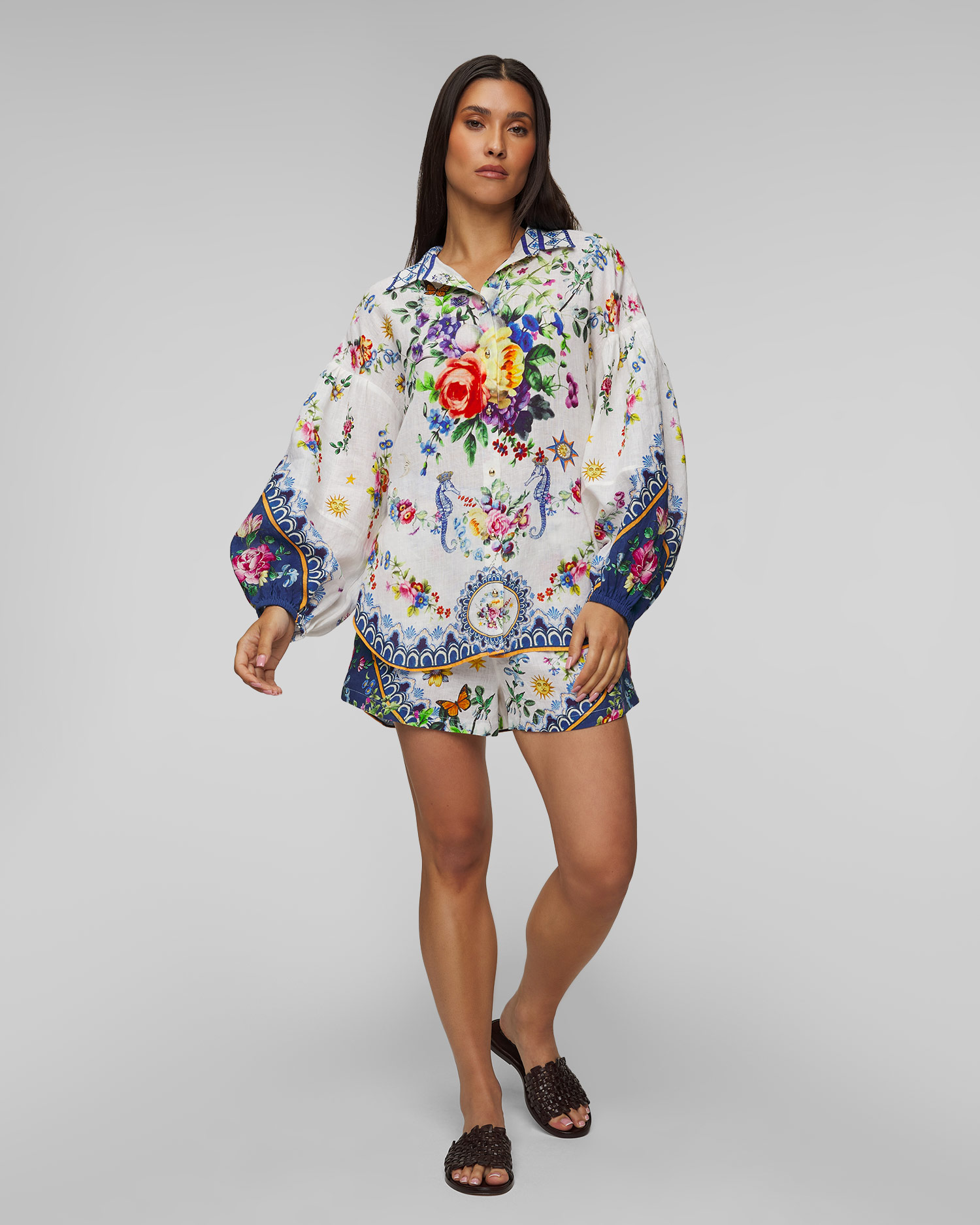 Pantaloni scurți din in pentru femei Camilla Wide Tiles Darls