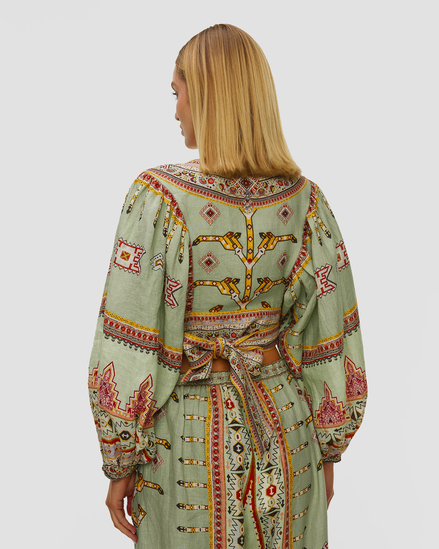 Koszula lniana wiązana damska Camilla Cropped