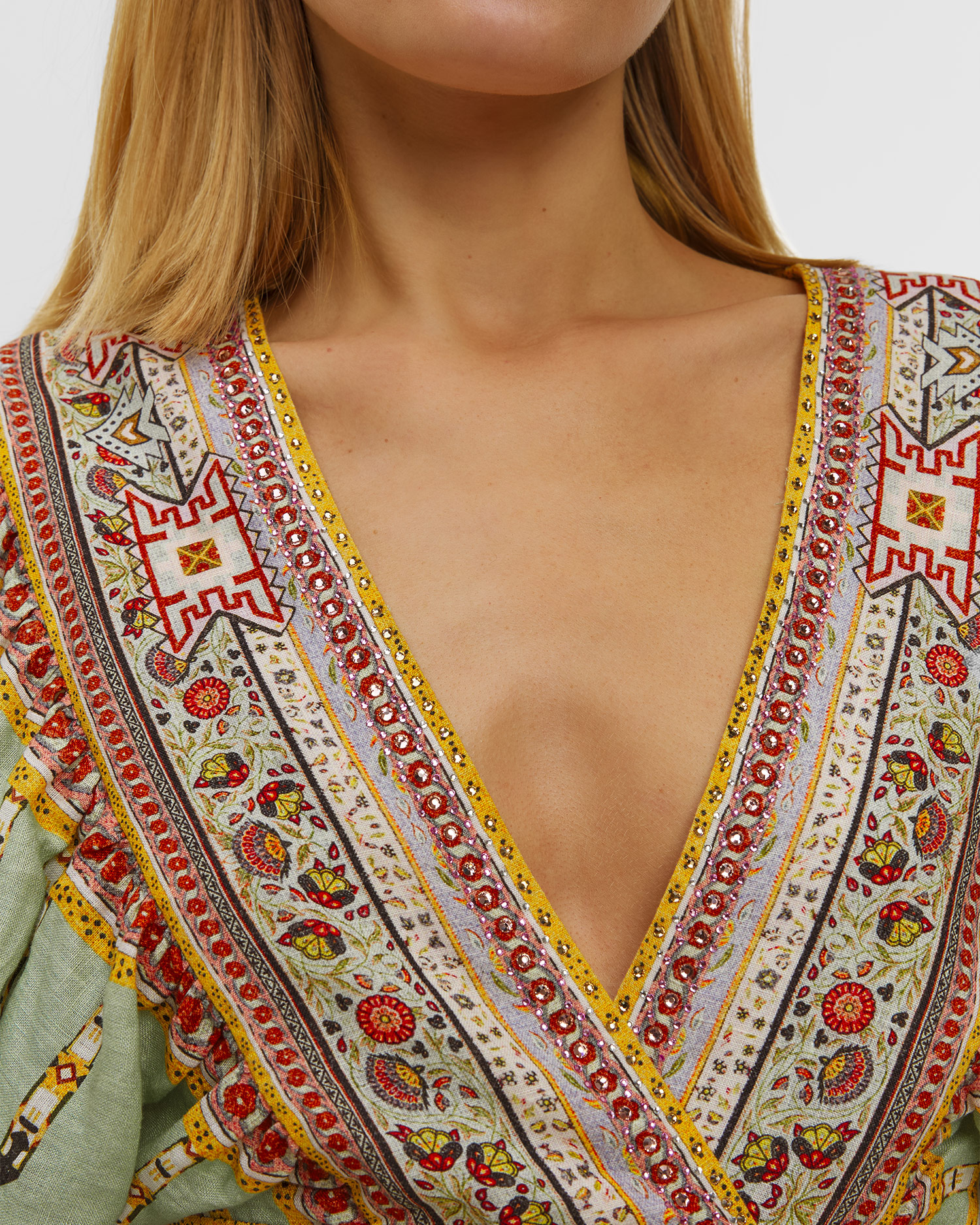 Koszula lniana wiązana damska Camilla Cropped