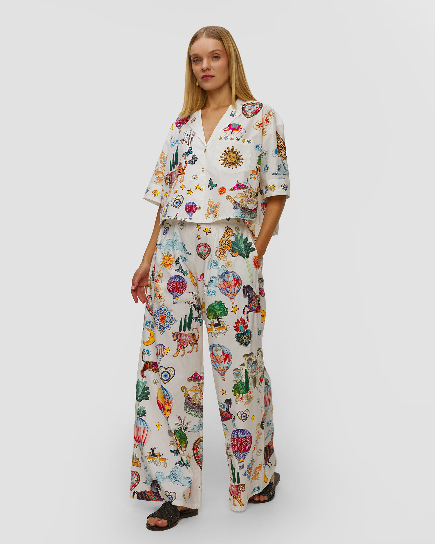 Szerokie spodnie z printem damskie Camilla