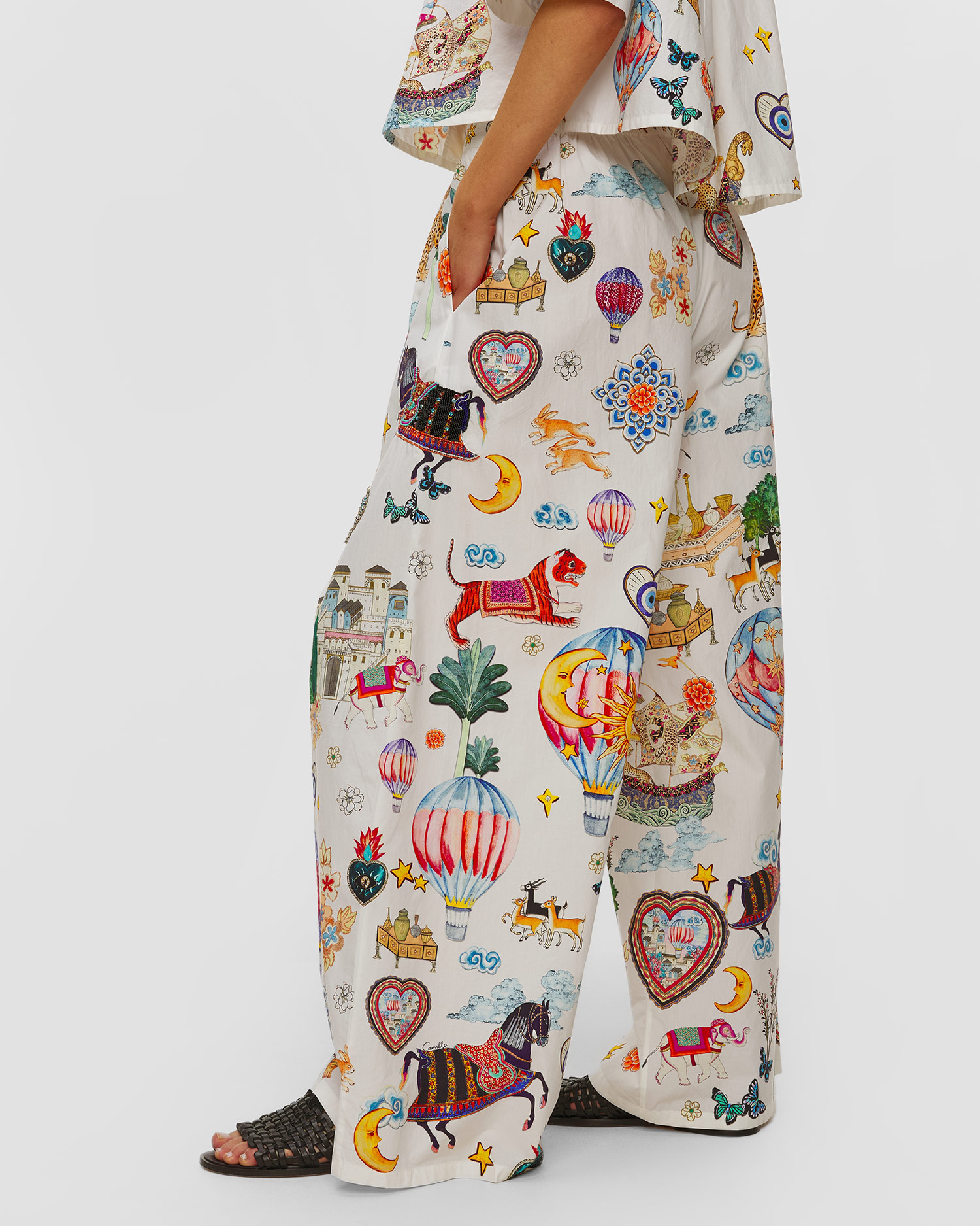 Szerokie spodnie z printem damskie Camilla