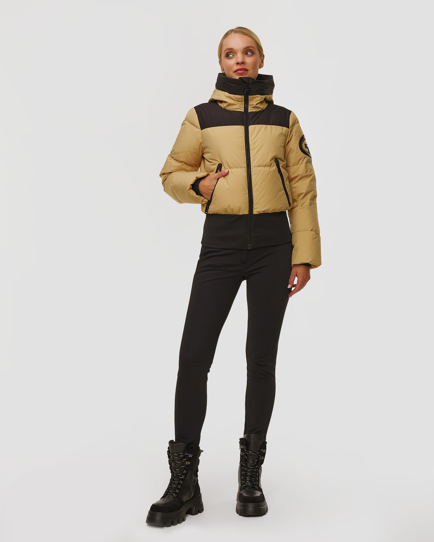 Women's beige ski jacket Beżowa Goldbergh Village