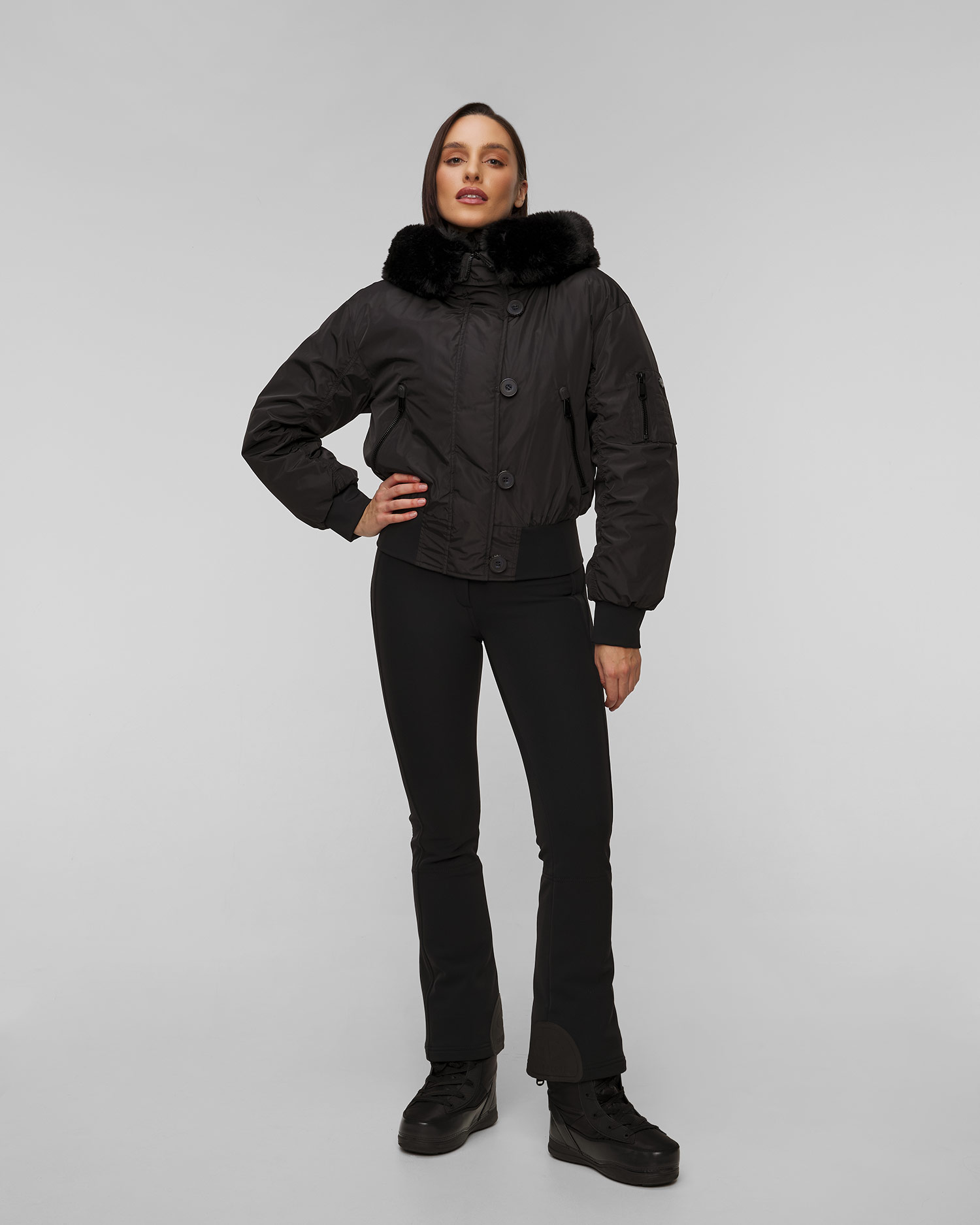 Giacca con pelliccia da sci Goldbergh Jeanne, Colore/Disegno: Czarny