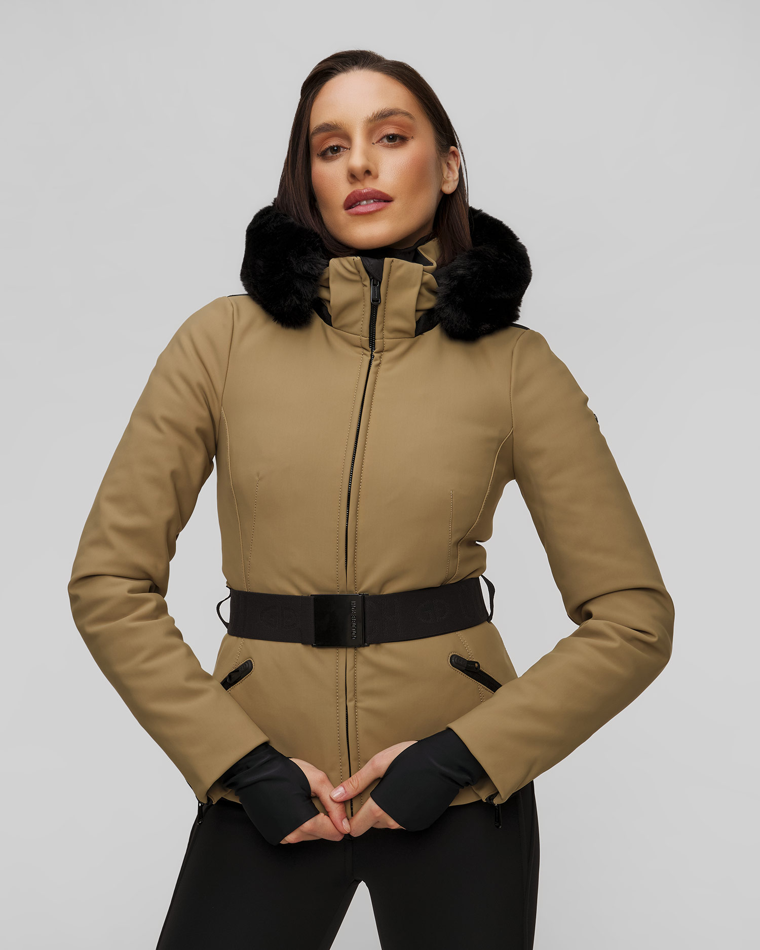 Giacca da sci con ecopelliccia Goldbergh Hida, Colore/Disegno: Brązowy