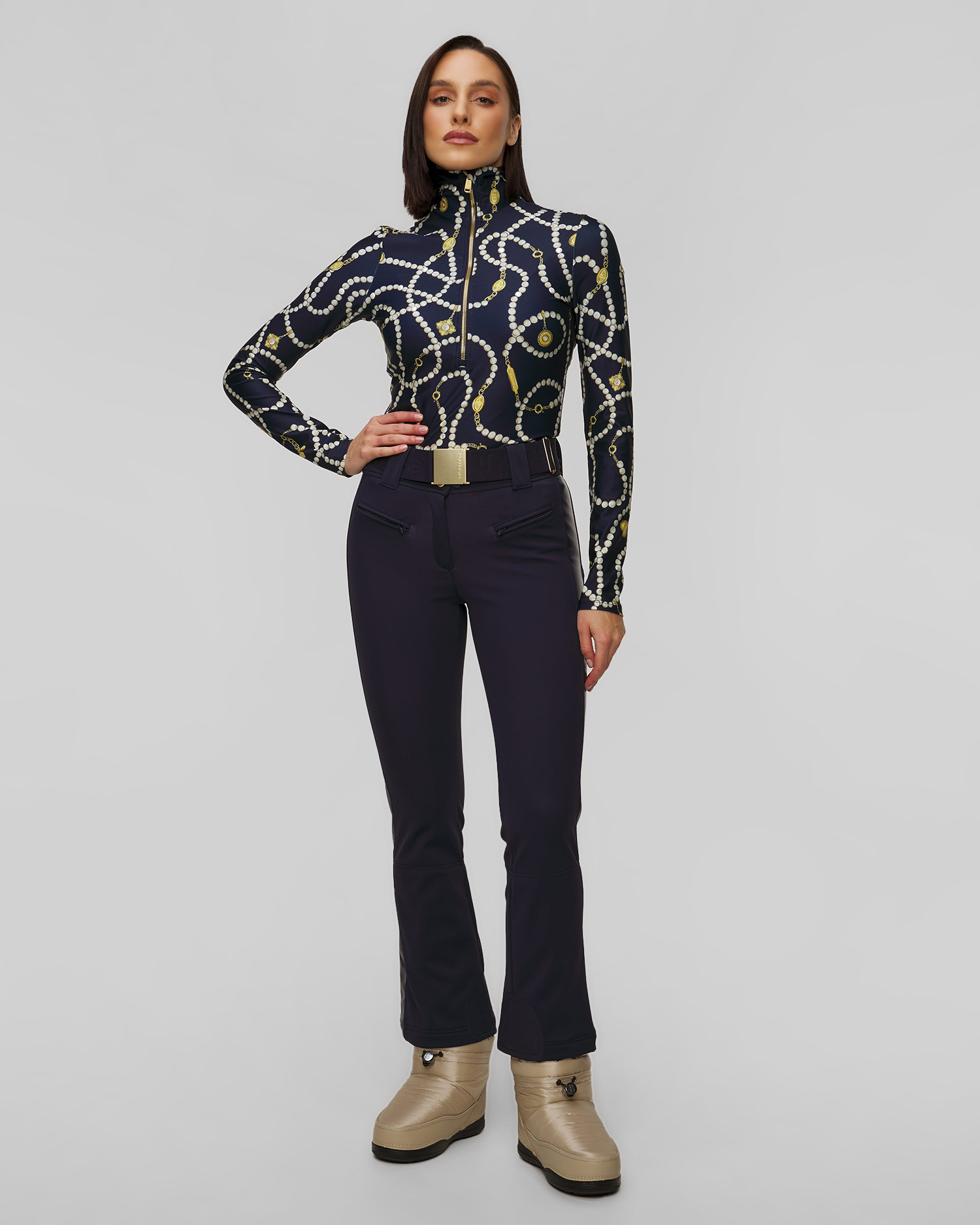 Spodnie narciarskie ze skórzanym lampasem Goldbergh Paloma