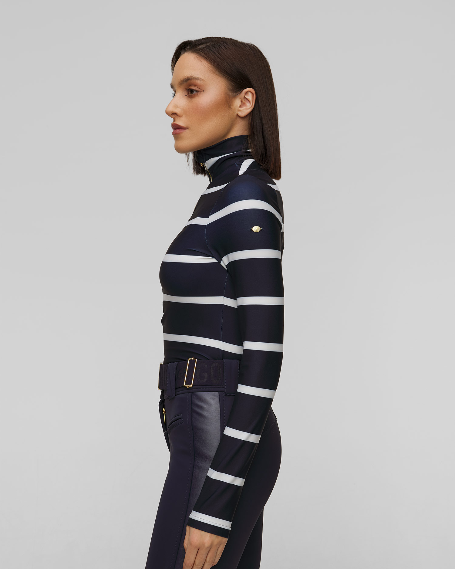 Goldbergh Maxime Gerippter Rollkragenpullover mit Reißverschluss