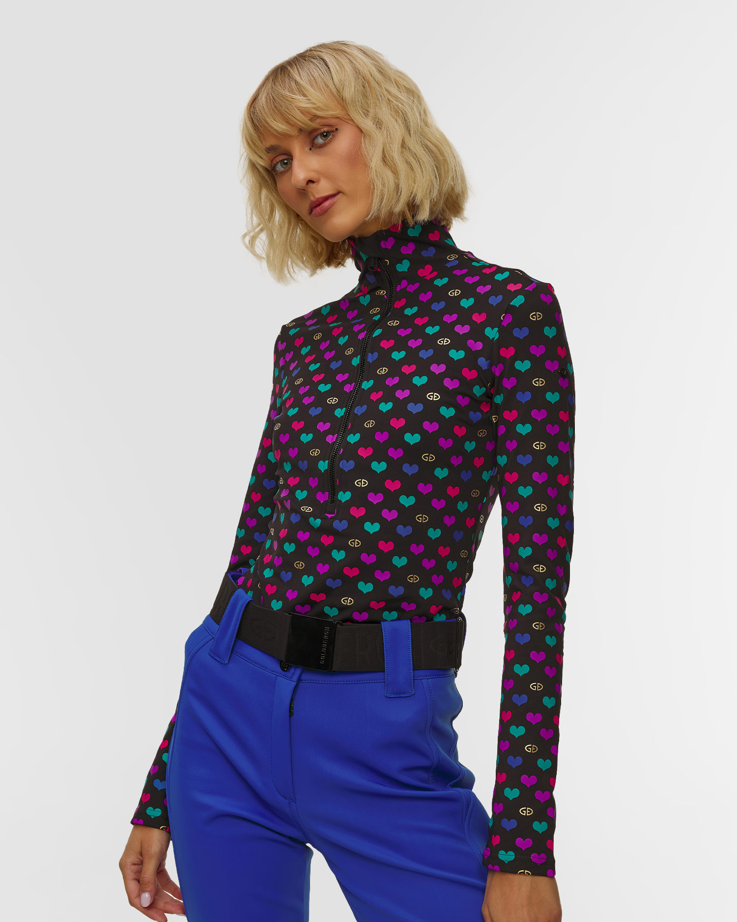 Pulover cu guler înalt de schi pentru femei Goldbergh Cuori