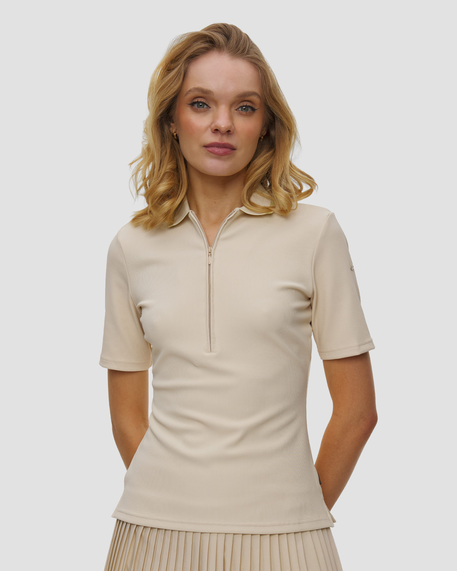 Goldbergh Cassia Damen-Poloshirt, Farbe/Muster: Beżowy