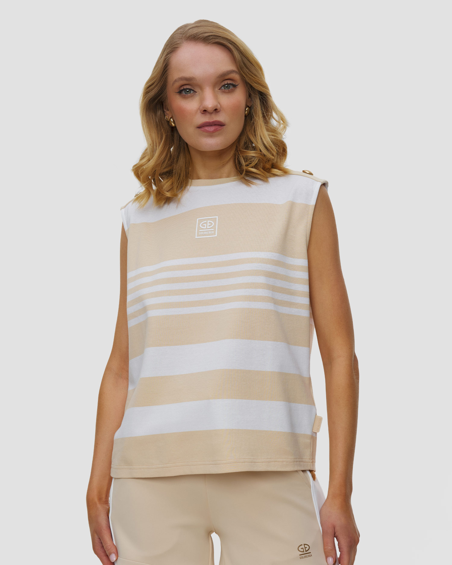 Goldbergh Mimi Top mit Streifen, Farbe/Muster: Beżowy,Biały