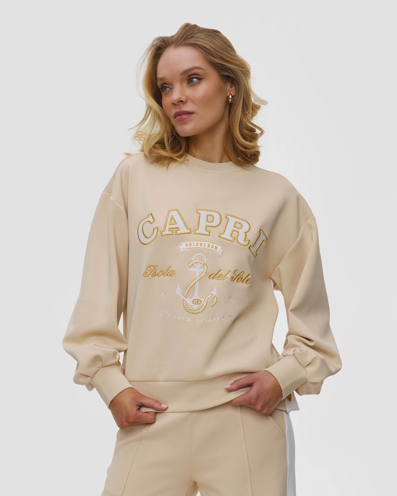 Goldbergh Fico Damen-Sweatshirt, Farbe/Muster: Beżowy