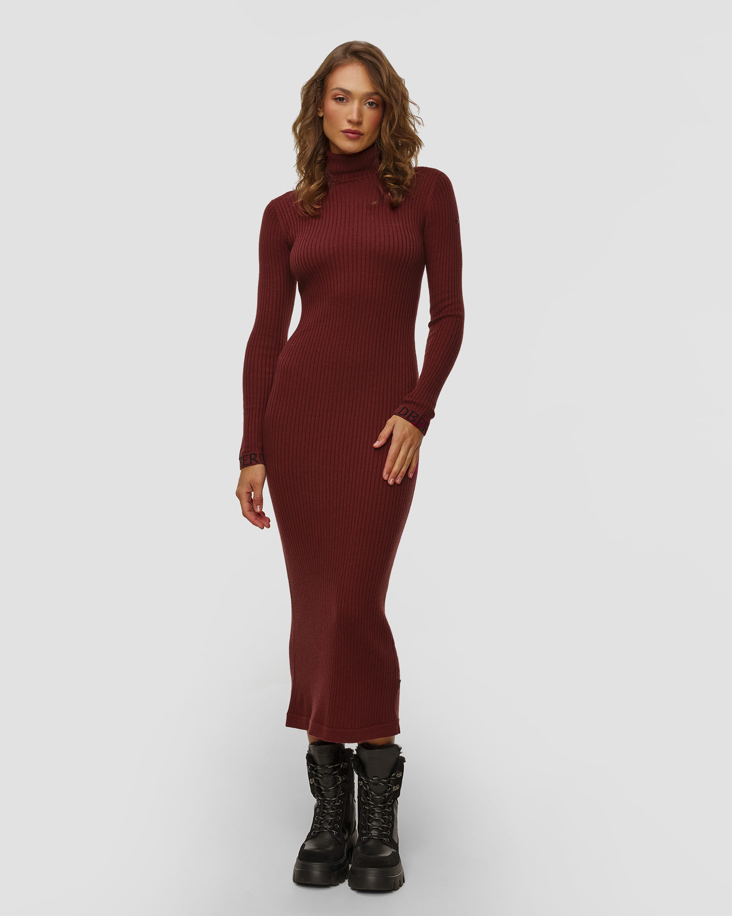 Goldbergh Mireille Langes Strickkleid für Damen in Dunkelrot