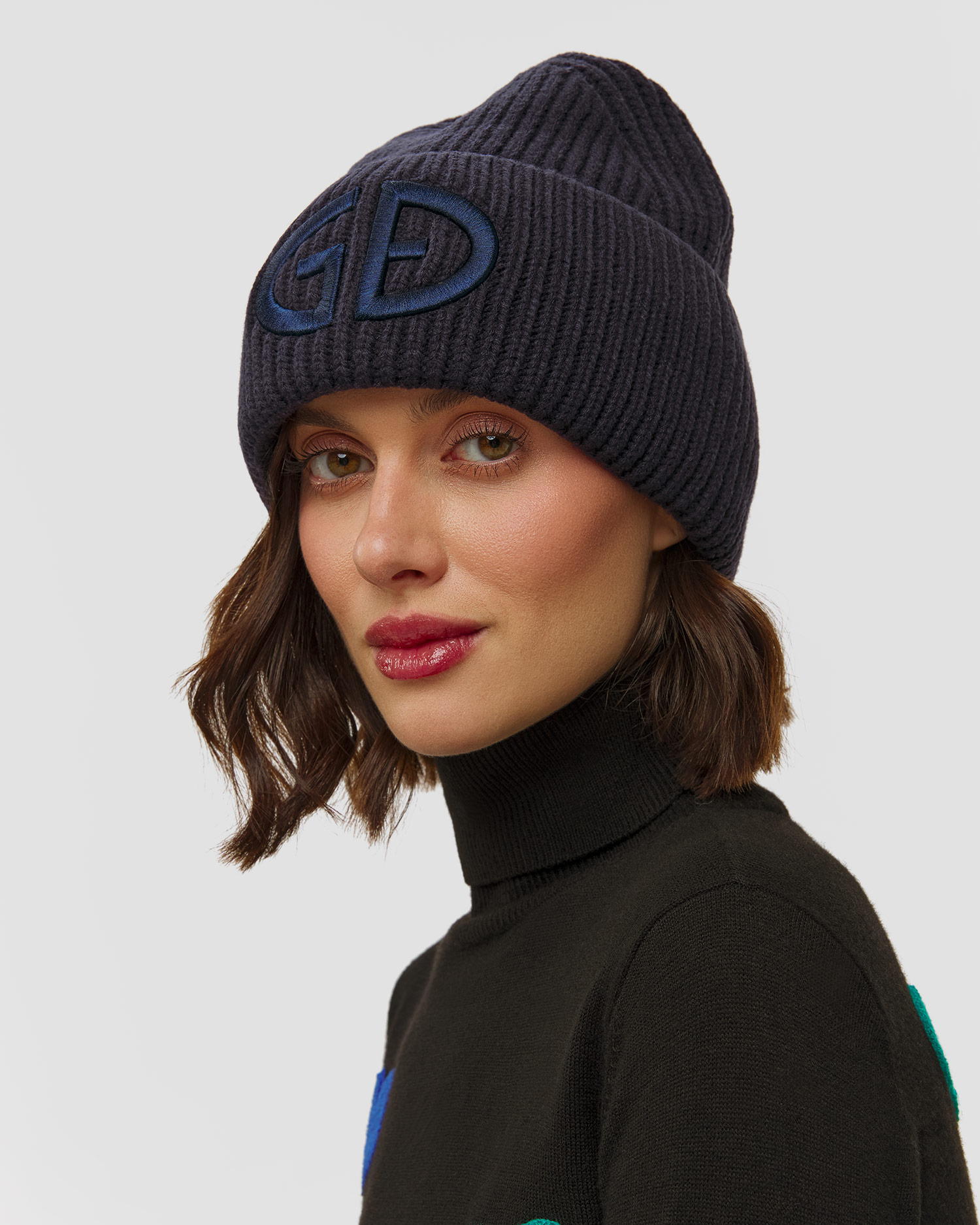 Woollen beanie for women Goldbergh Valerie navy blue