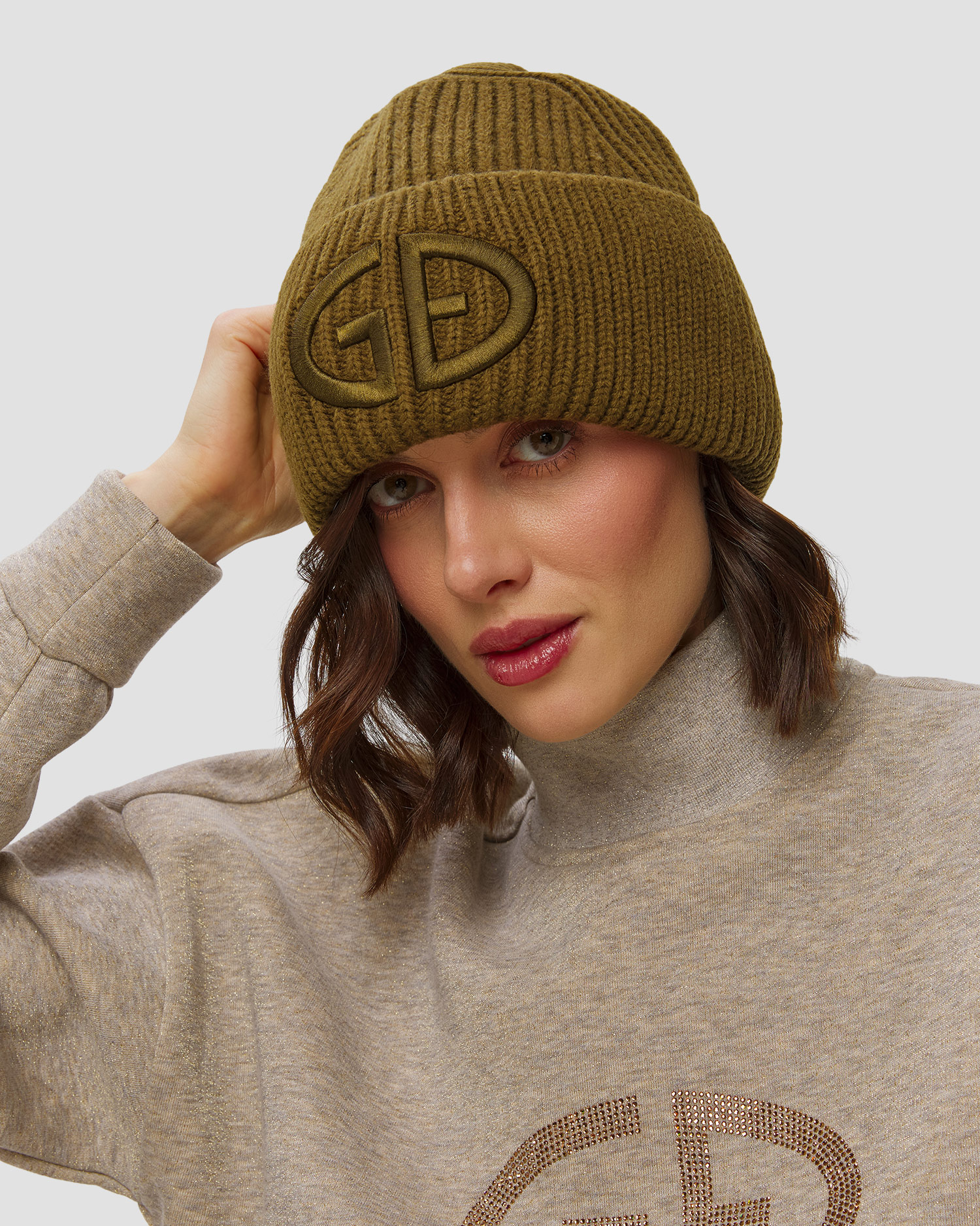 Women's woollen beanie Goldbergh Valerie olive