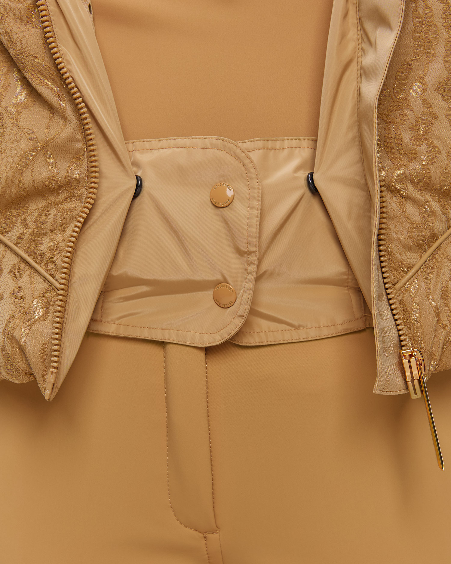 Dámska zlatá čipkovaná lyžiarska bunda Goldbergh GOLD Exclusive Fiora