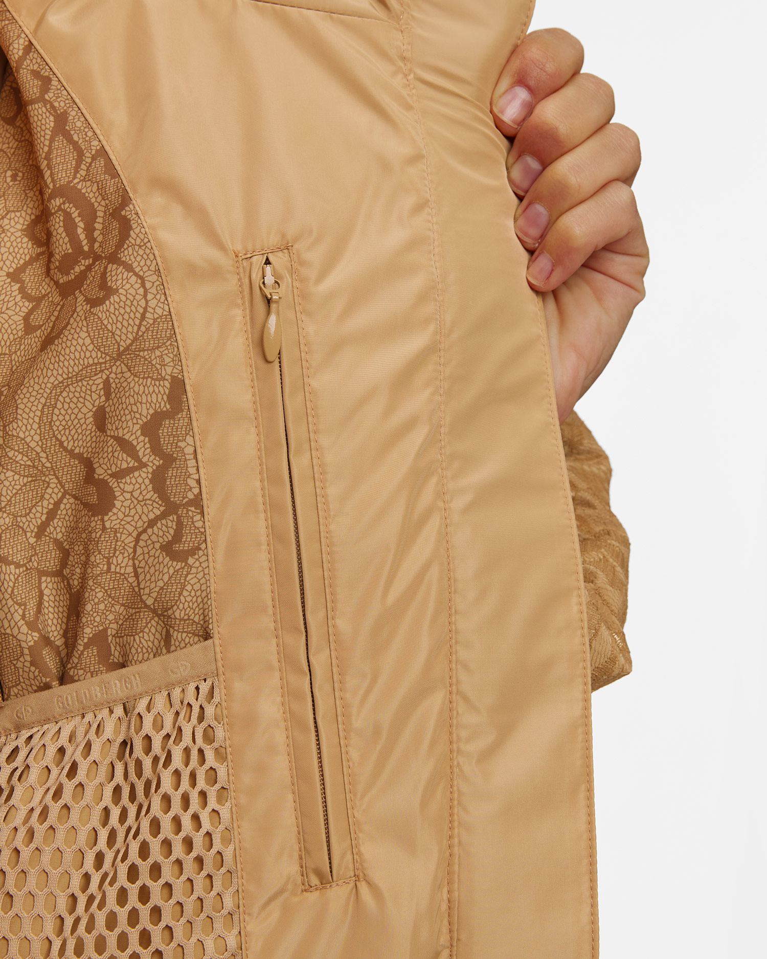 Dámska zlatá čipkovaná lyžiarska bunda Goldbergh GOLD Exclusive Fiora