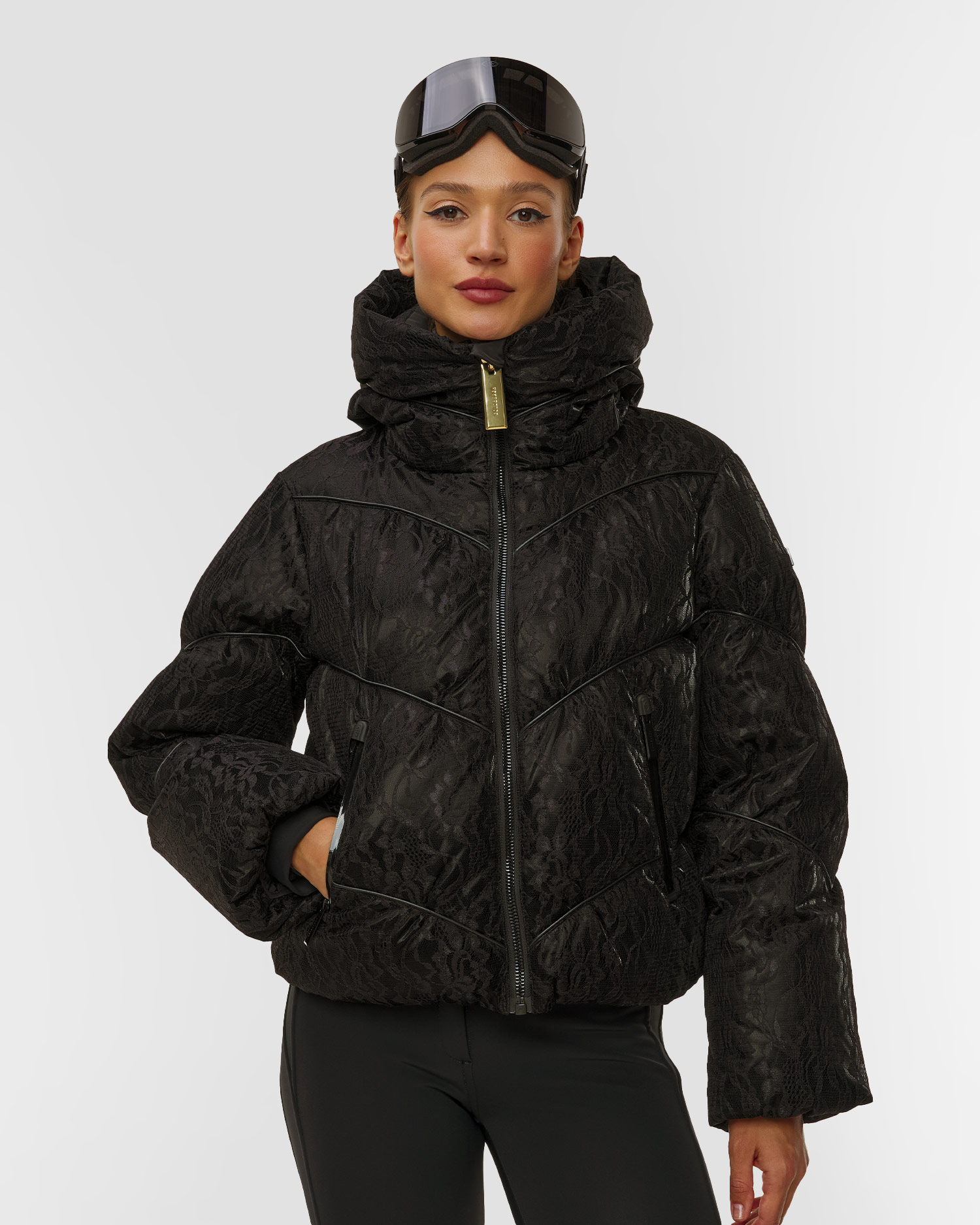 Dámska čierna čipkovaná lyžiarska bunda Goldbergh GOLD Exclusive Fiora