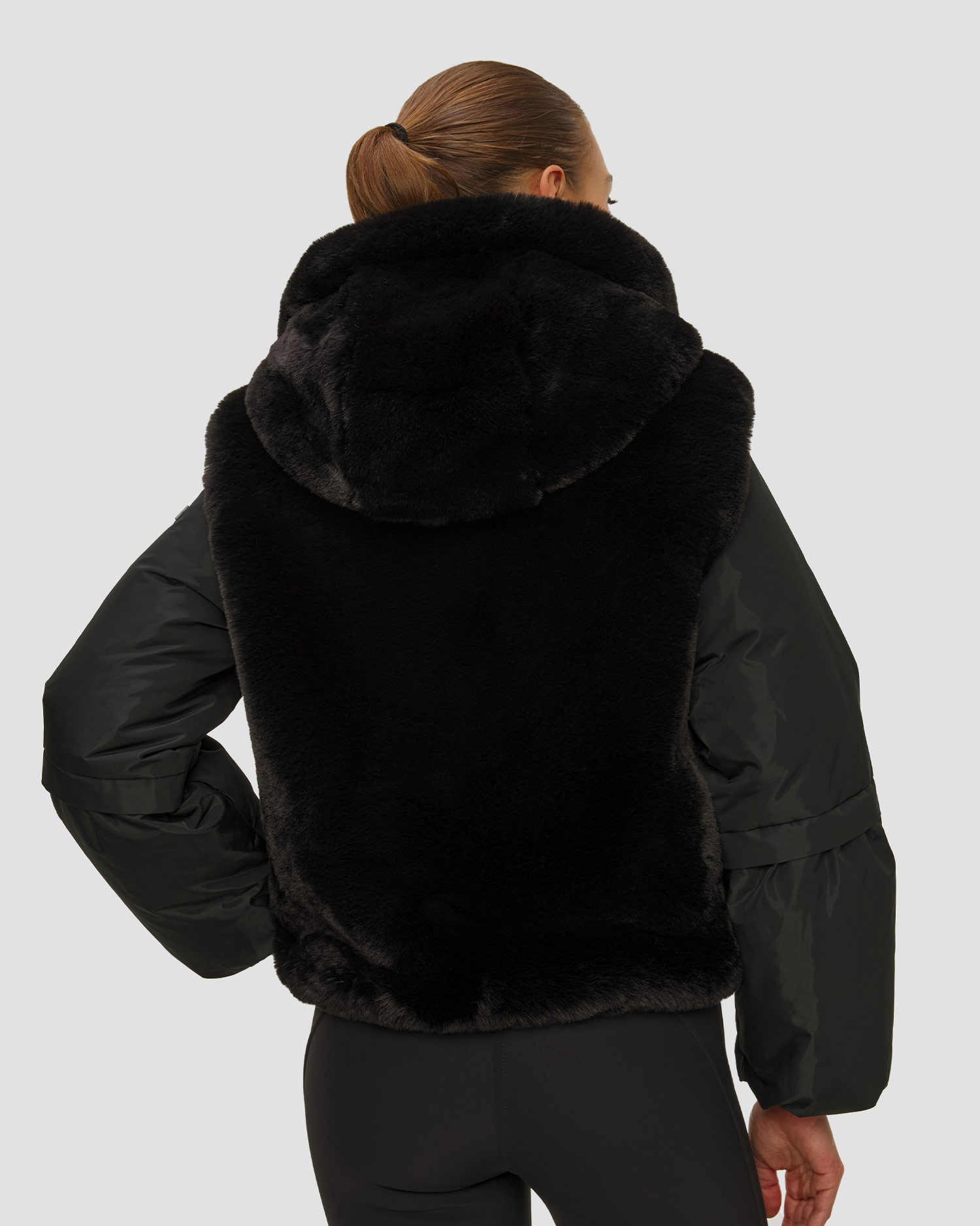 Čierna bunda s kožušinou Goldbergh GOLD Exclusive Amore