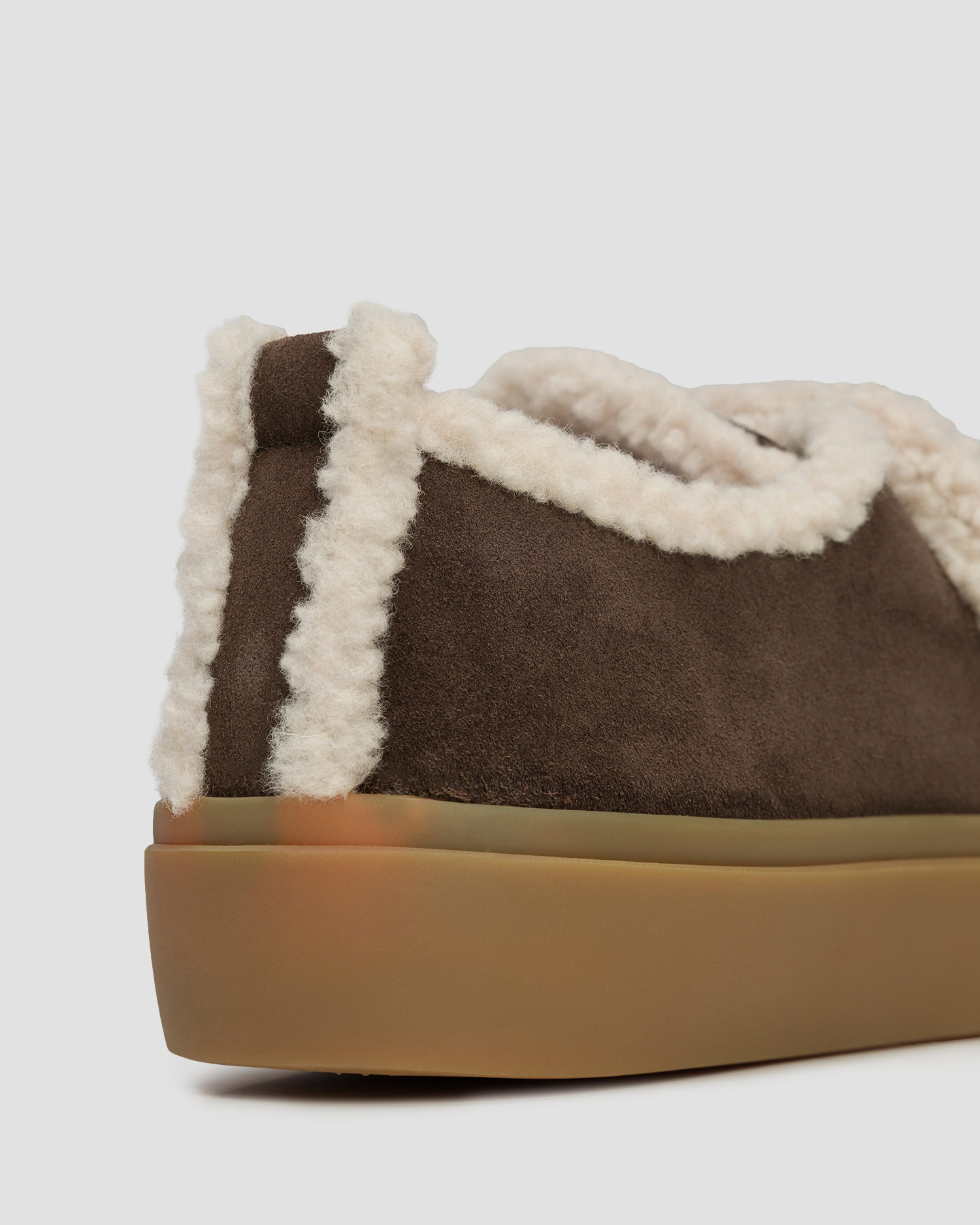 Women's brown leather boots Inuikii Shearling Low Velcro