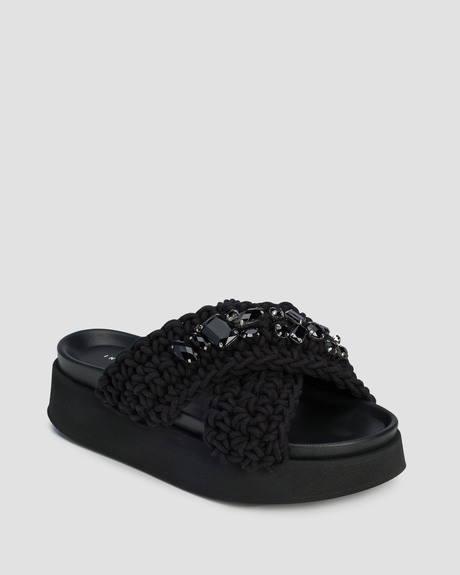 Ciabatte nere con plateau da donna Inuikii Woven Stones Platform