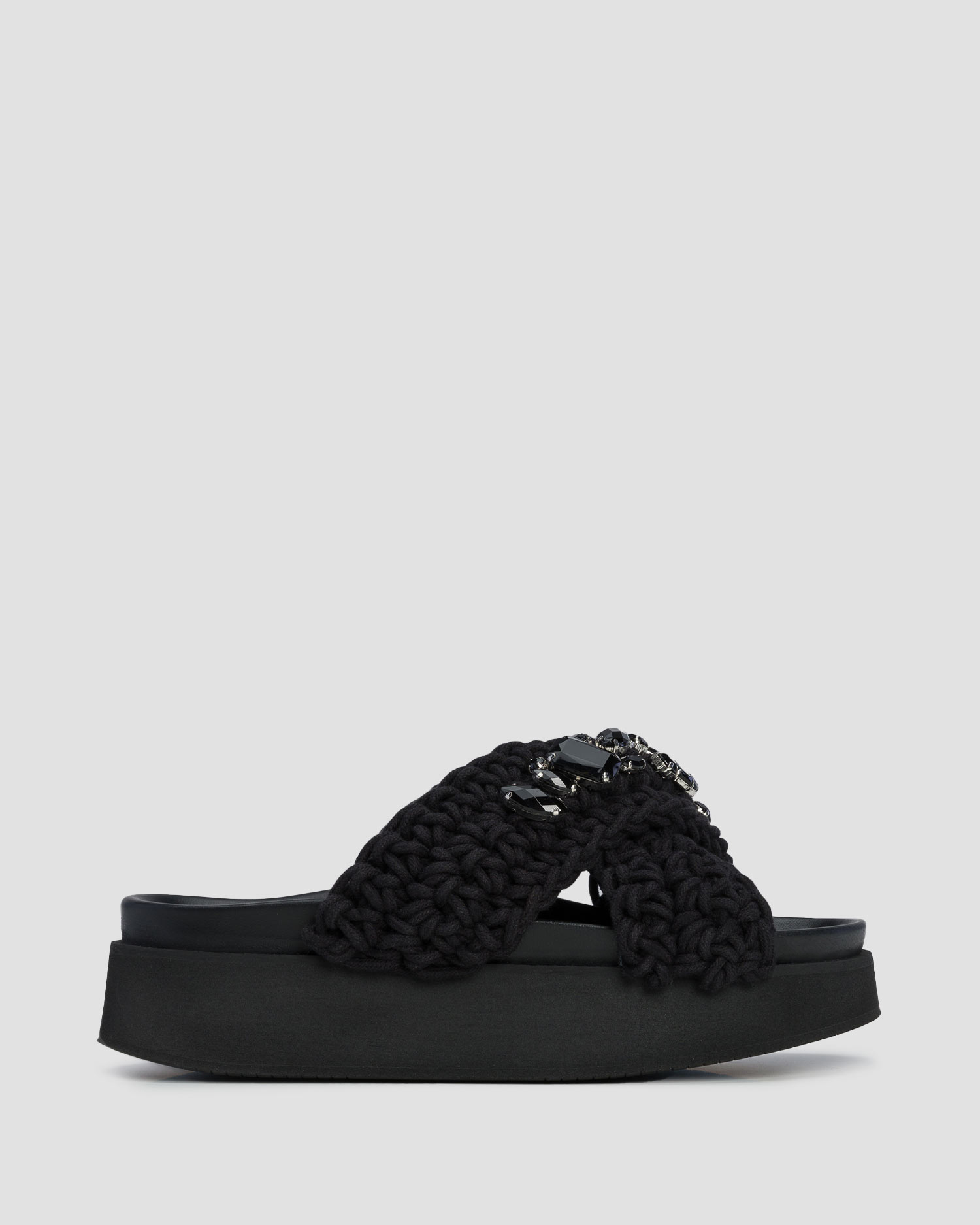 Ciabatte nere con plateau da donna Inuikii Woven Stones Platform