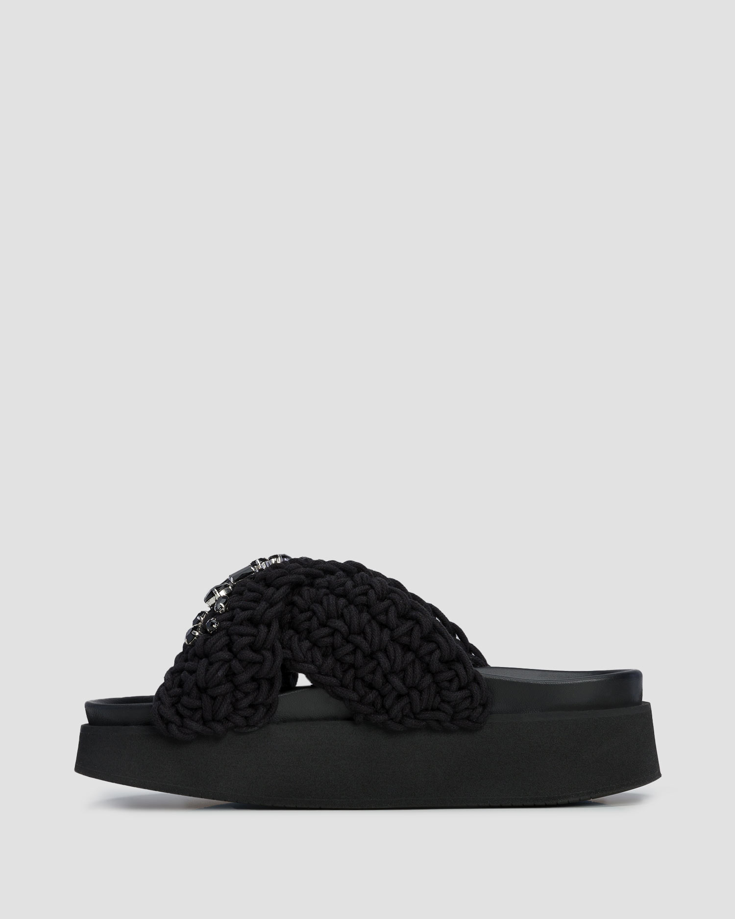 Ciabatte nere con plateau da donna Inuikii Woven Stones Platform