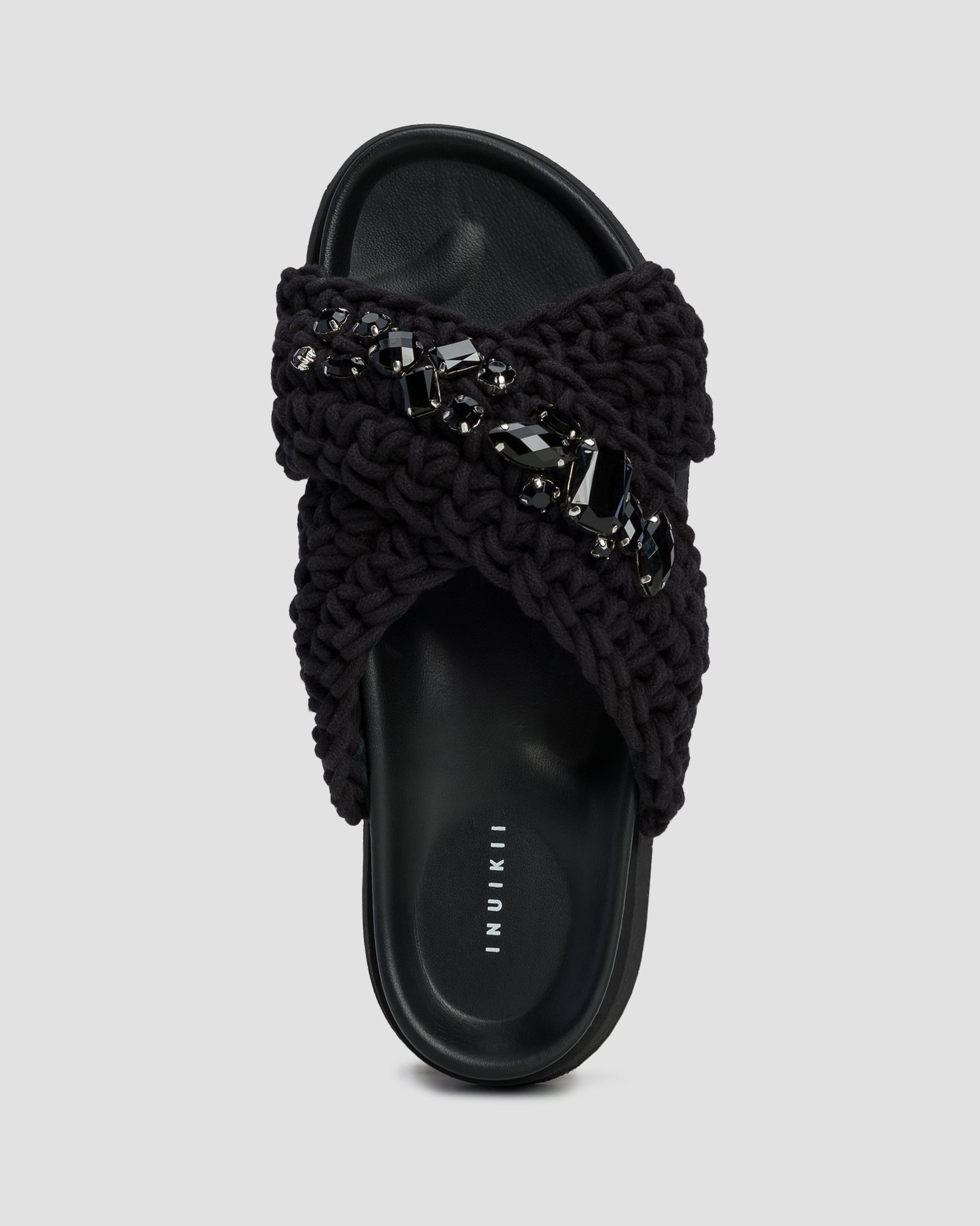 Ciabatte nere con plateau da donna Inuikii Woven Stones Platform