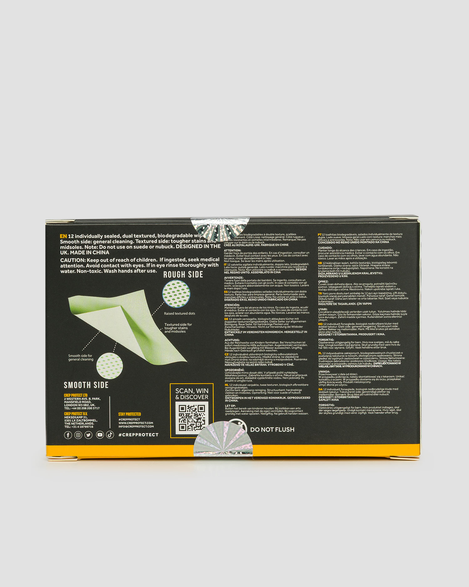 Čistiace biologicky odbúrateľné handričky pre starostlivosť o obuv Crep Wipes (12-Pack)