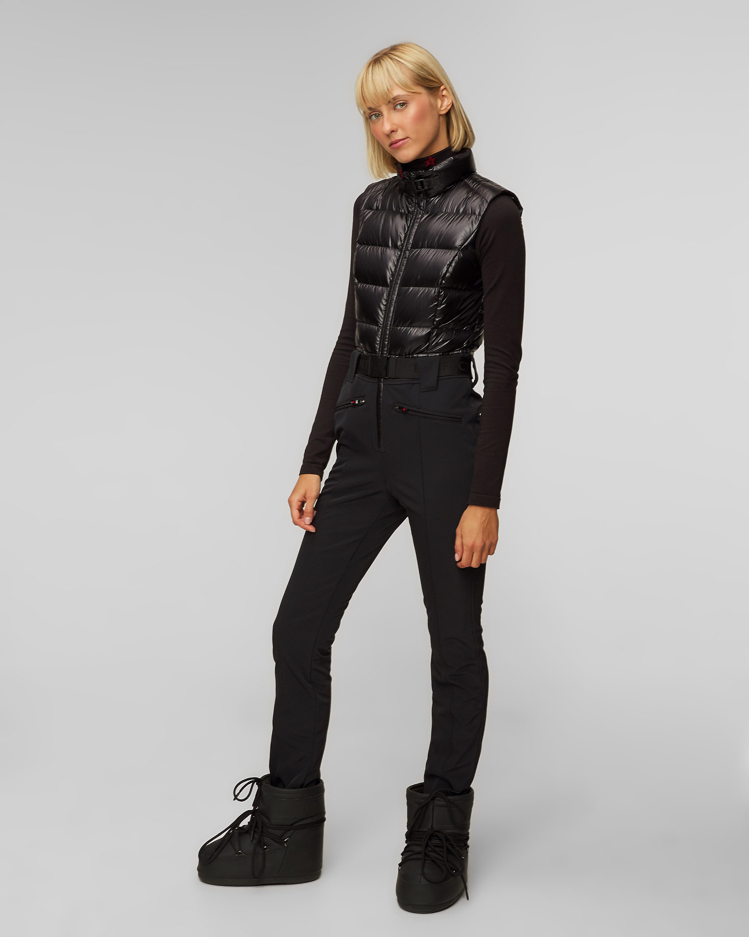Combinaison de ski noire sans manches pour femmes Perfect Moment Super Star