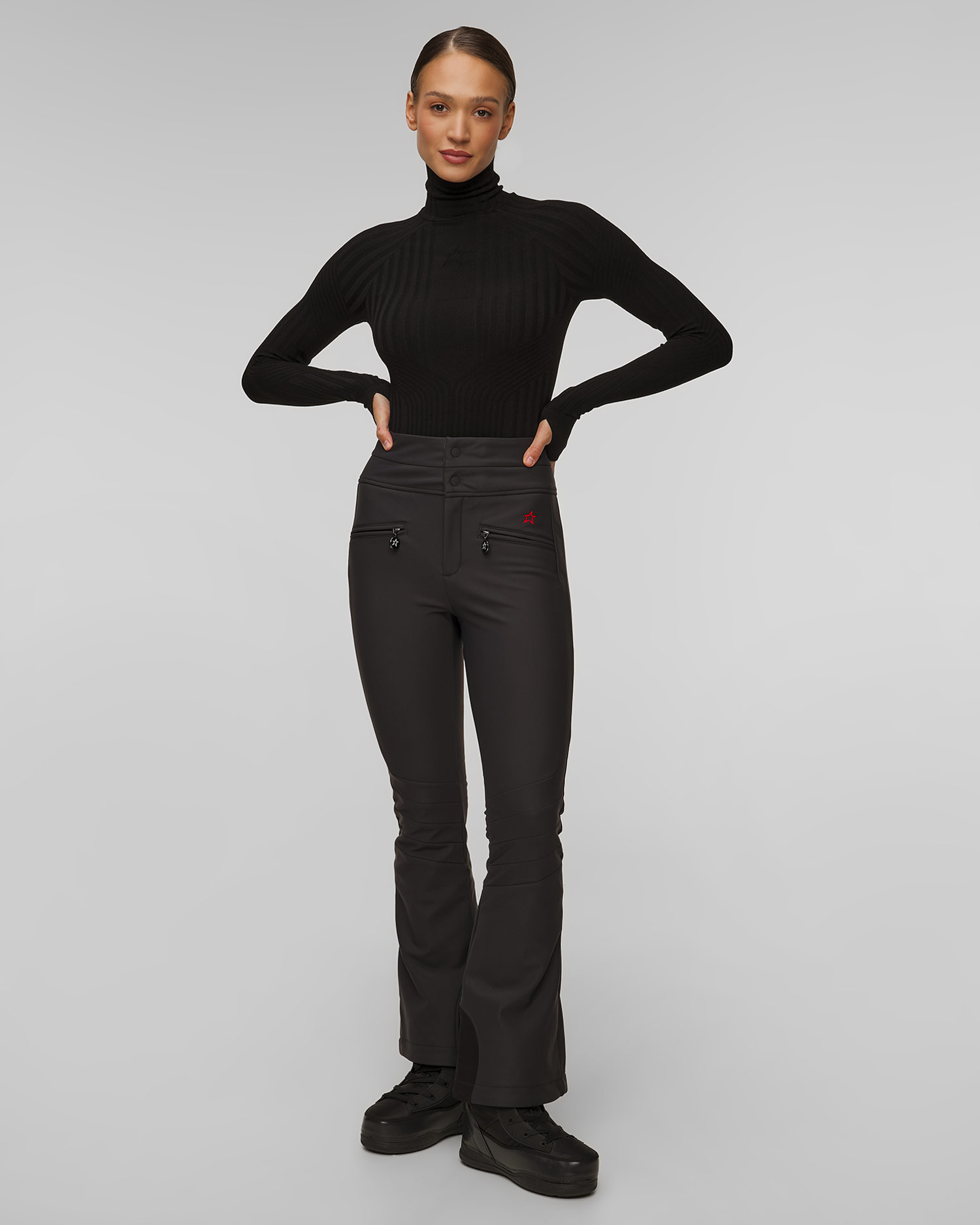 Dámske čierne lyžiarske nohavice Perfect Moment Aurora High Waist Flare Ski Pant