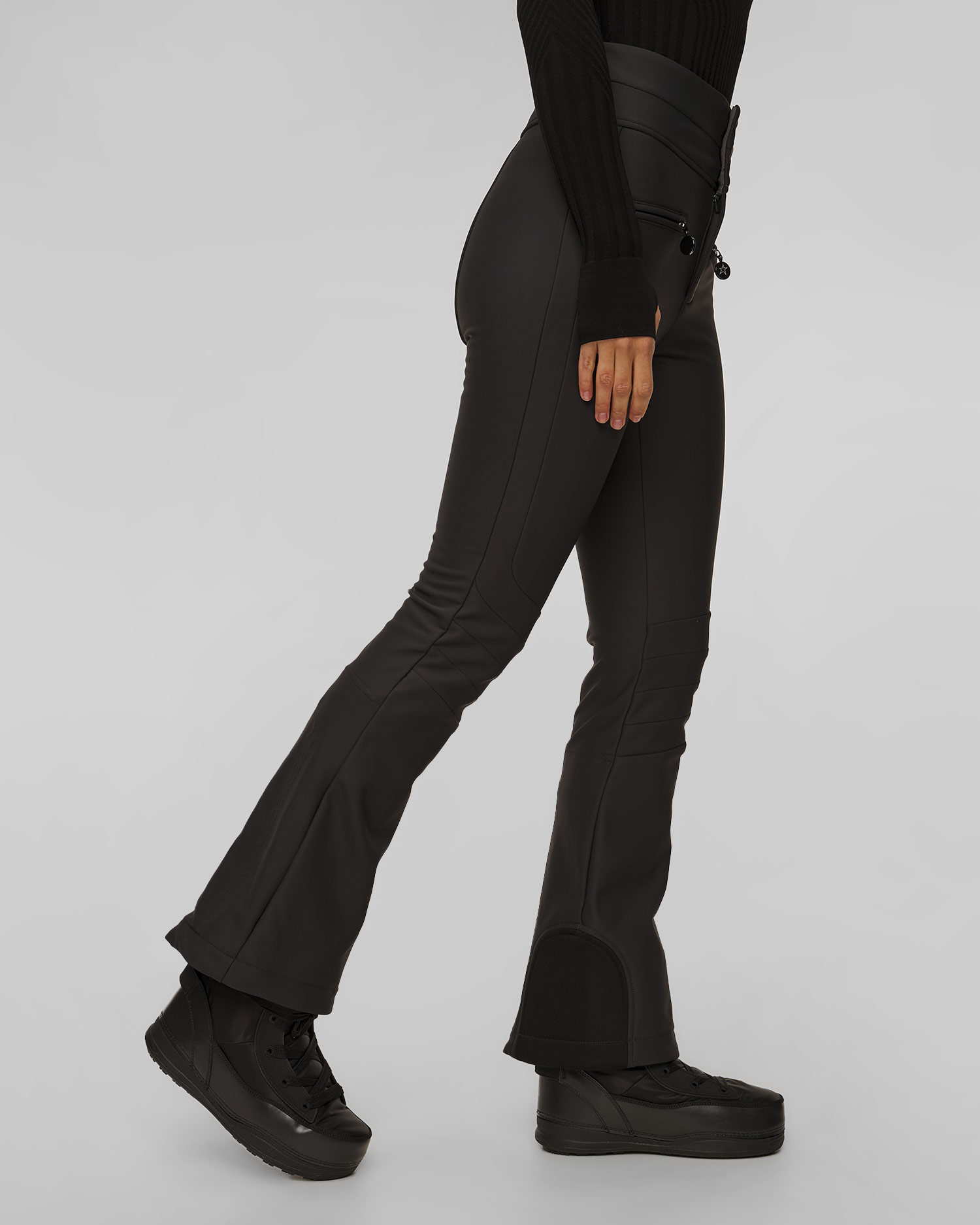 Pantaloni negri de schi pentru femei Perfect Moment Aurora High Waist Flare Ski Pant