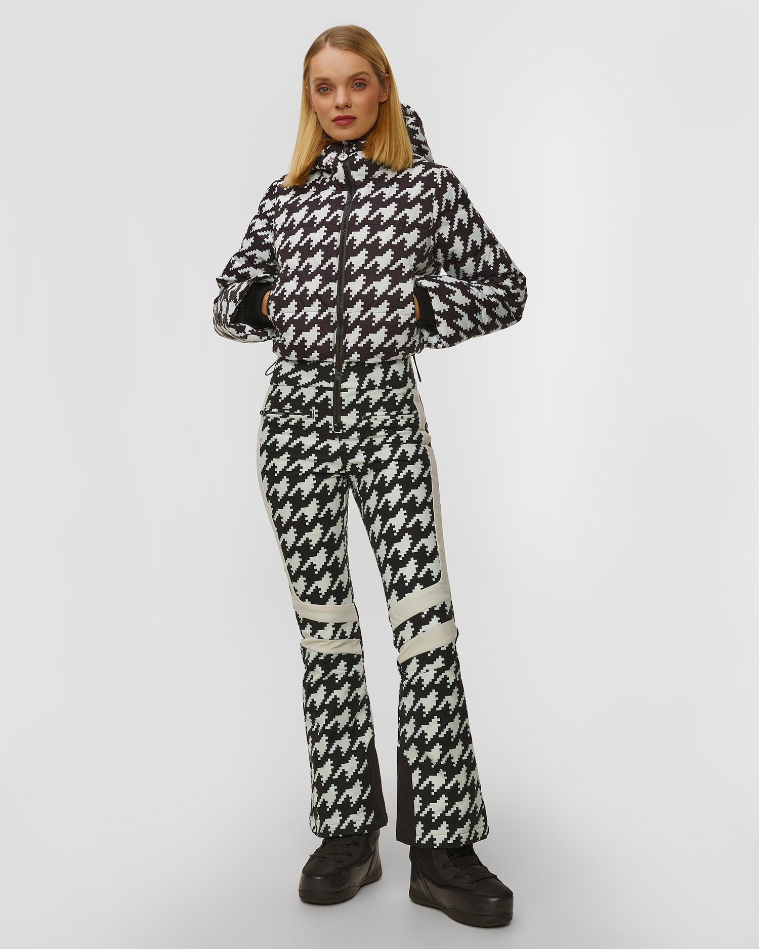 Perfect Moment Polar Flare Ski Suit Ski-Overall für Damen, Farbe/Muster: Biały,Print,Czarny