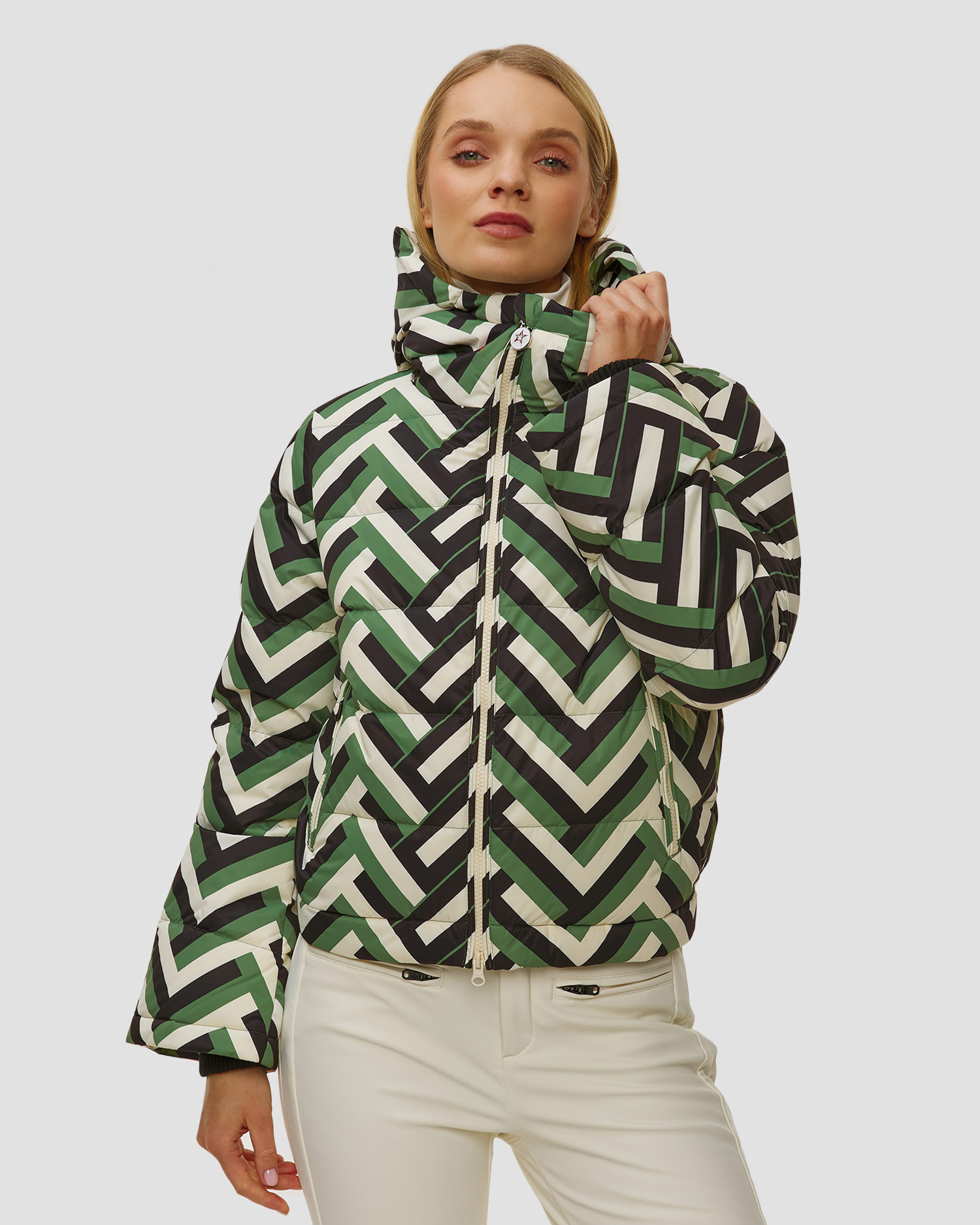 Perfect Moment Polar Flare Ski Jacket III Damen-Skijacke, Farbe/Muster: Biały,Print,Zielony