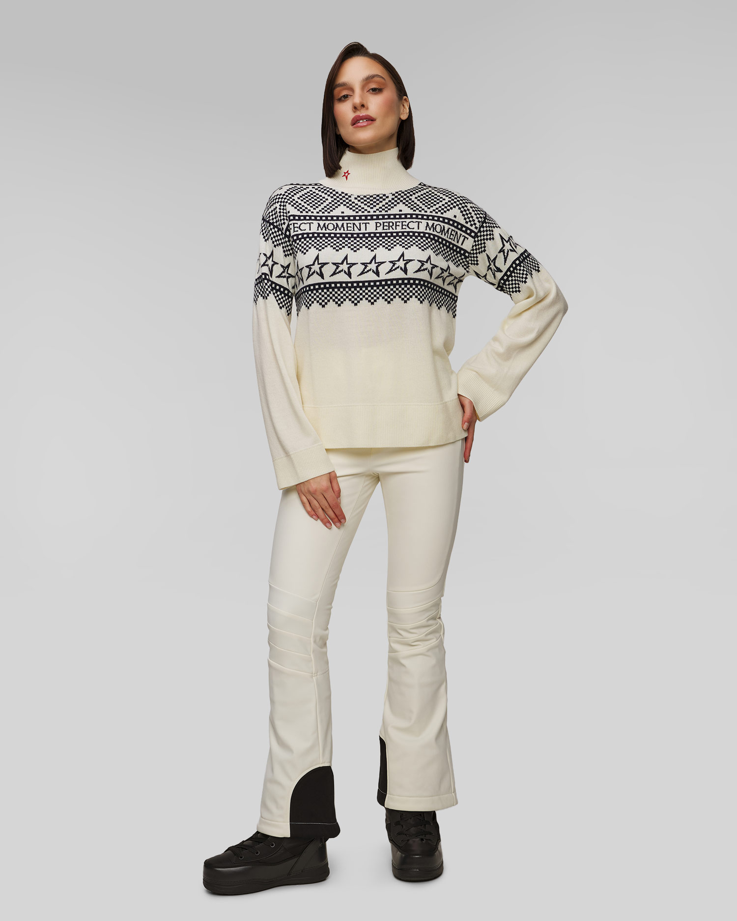 Pulover cu guler înalt din lână pentru femei Perfect Moment Holiday Roll Neck