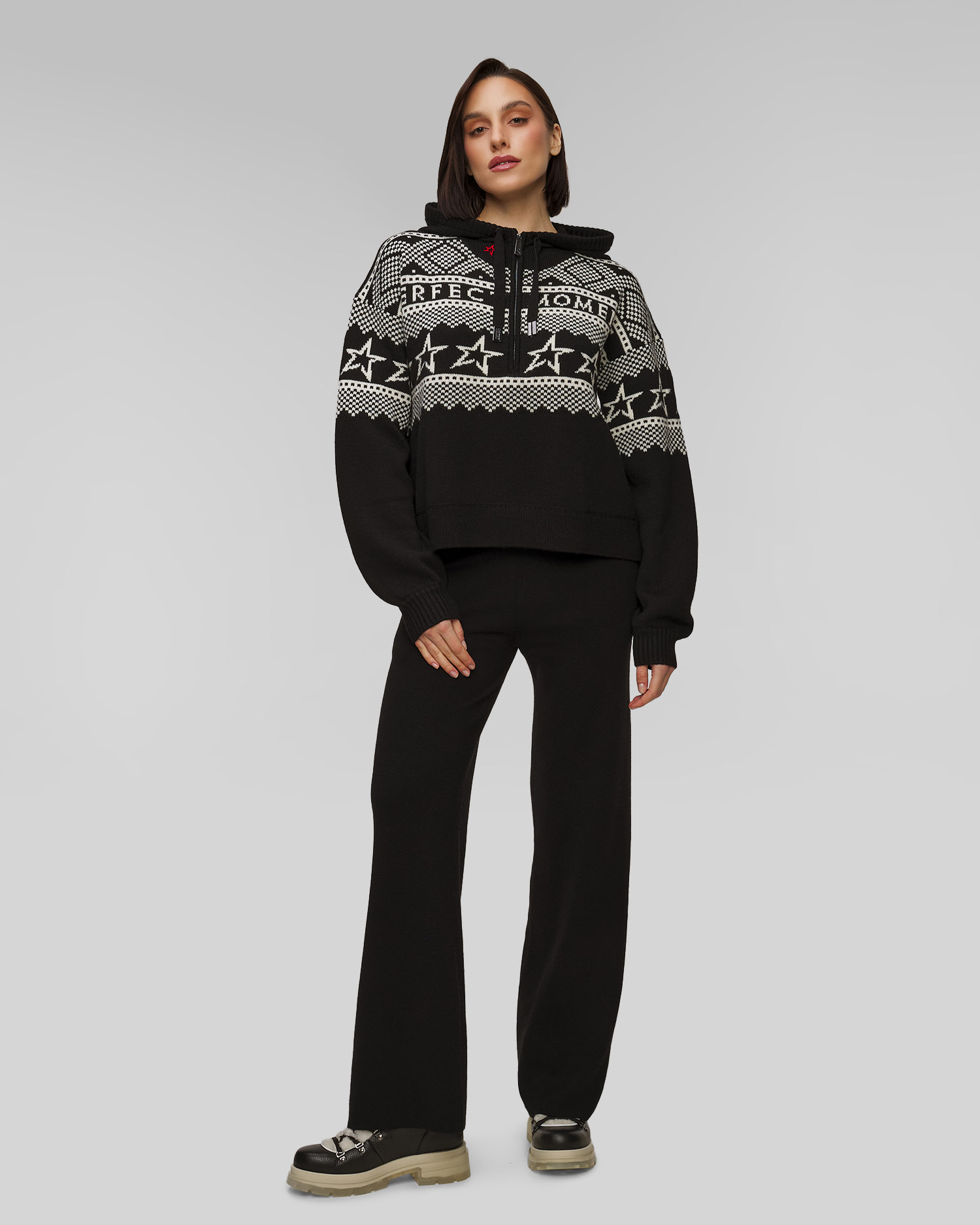 Dámsky vlnený sveter s kapucňou Perfect Moment Holiday Half Zip