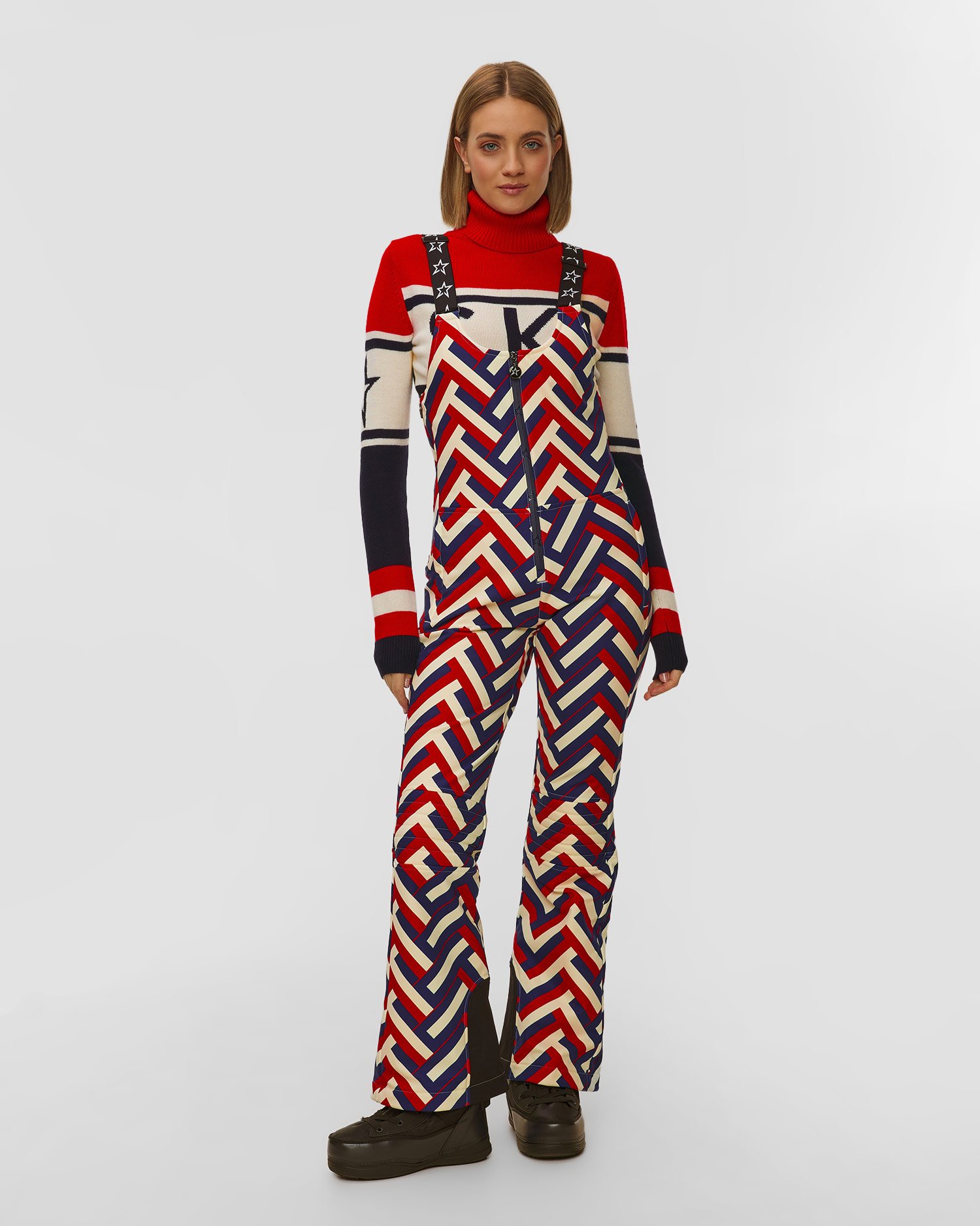 Dámské lyžařské kalhoty Perfect Moment Jg Bib Pant, Barva/Vzor: Czerwony,Print,Granatowy