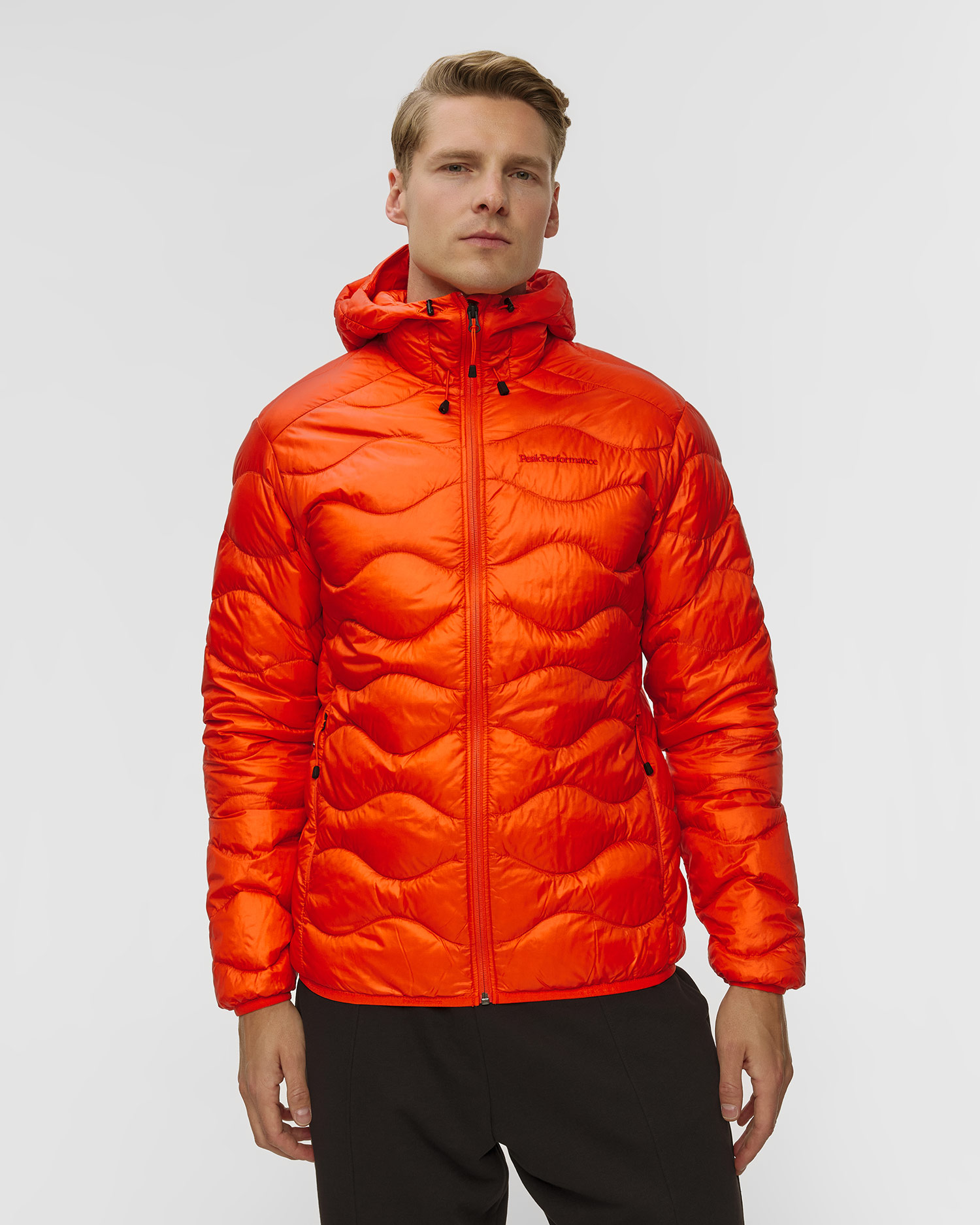 Pánska páperová bunda Peak Performance Helium Down Hood Jacket Men oranžová