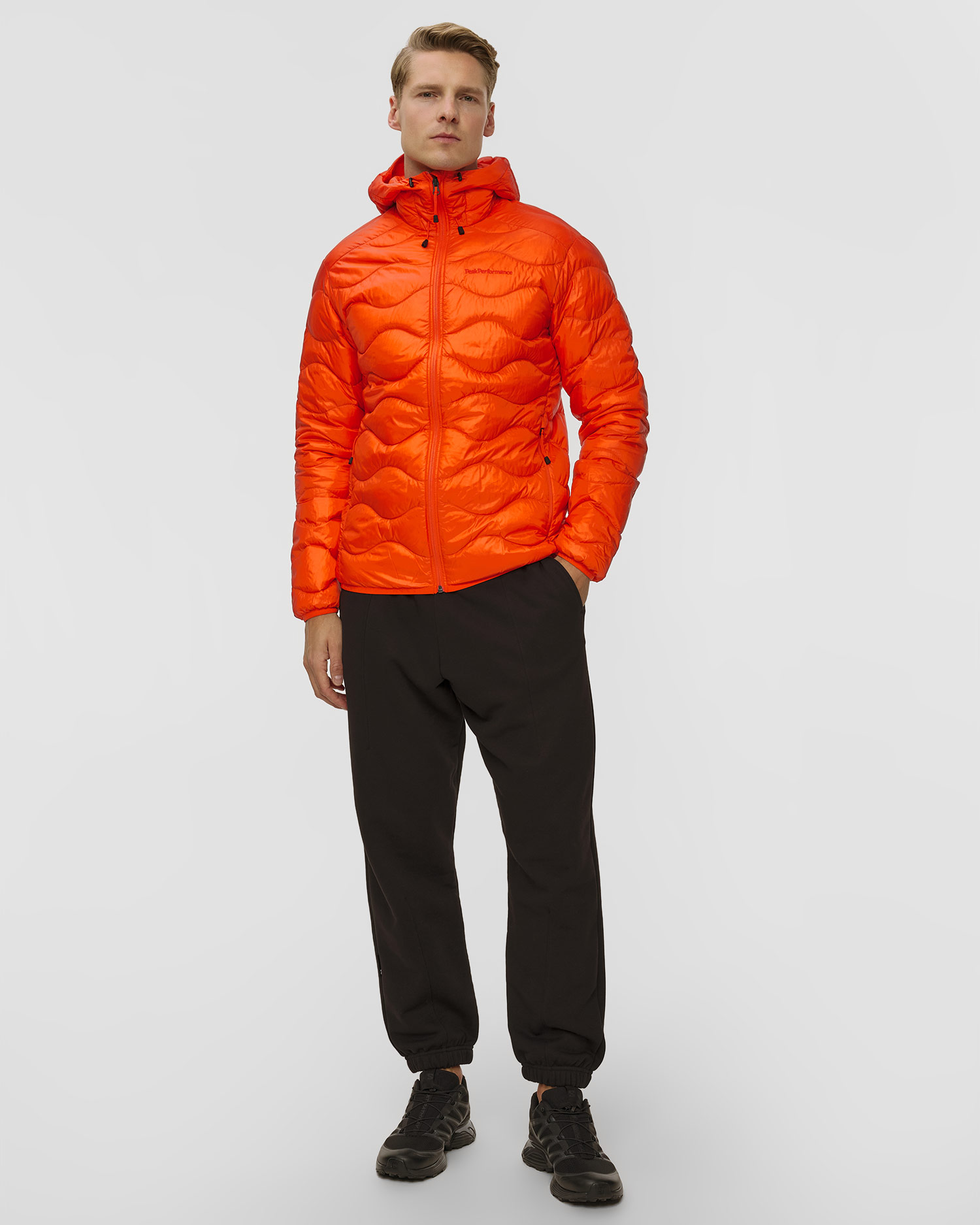 Pánska páperová bunda Peak Performance Helium Down Hood Jacket Men oranžová