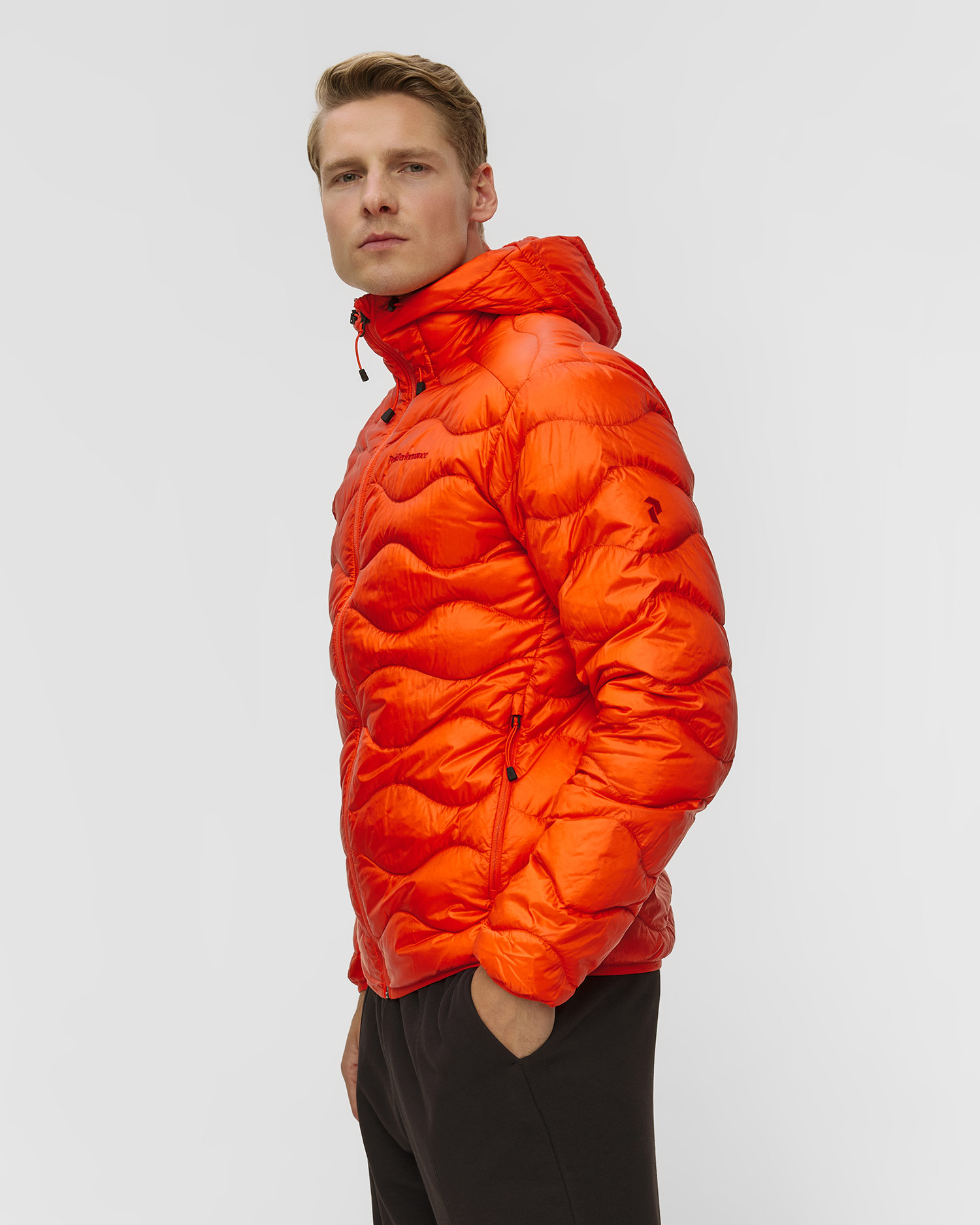 Pánska páperová bunda Peak Performance Helium Down Hood Jacket Men oranžová