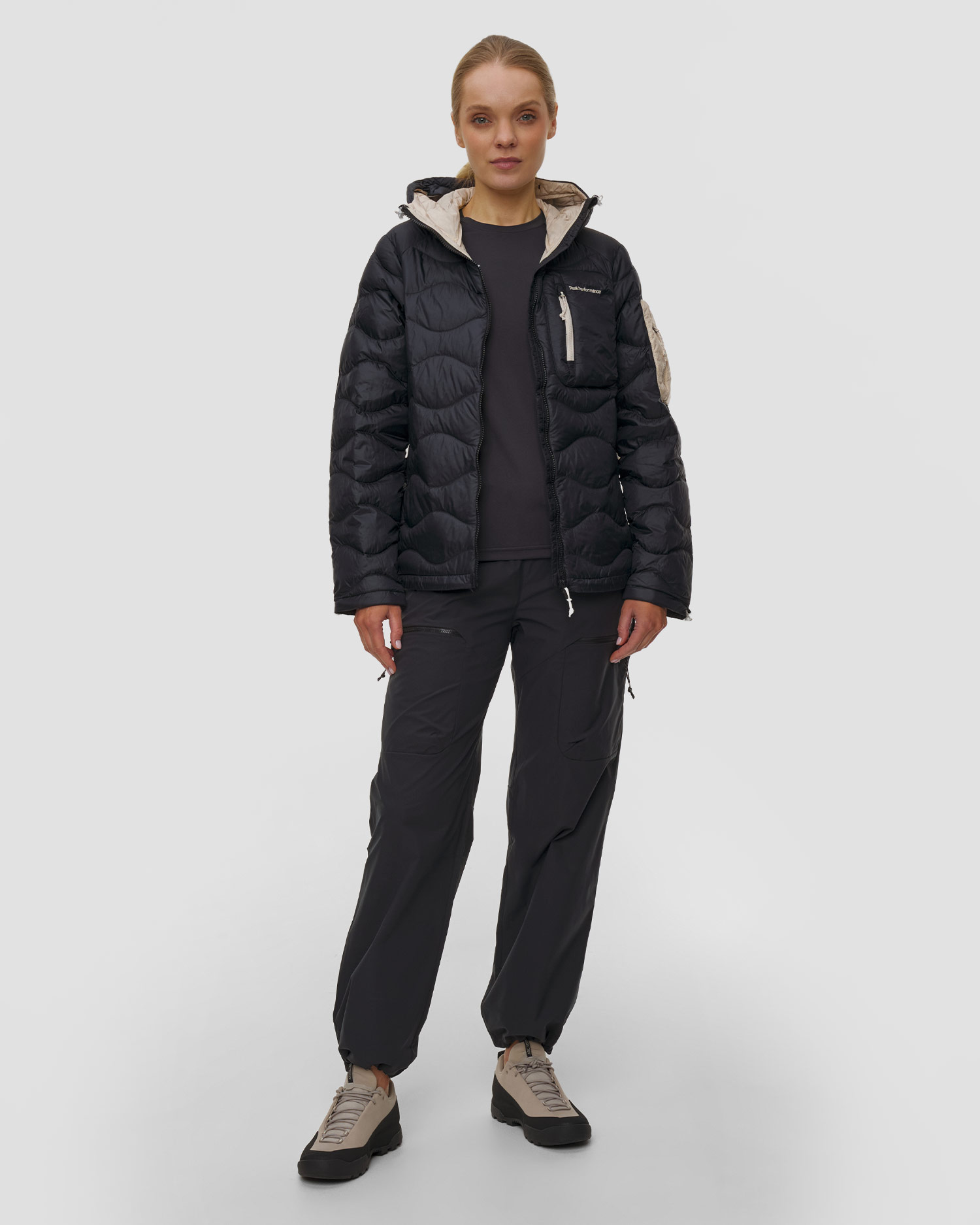 Women's down jacket Peak Performance W Helium Utility Down Hood black