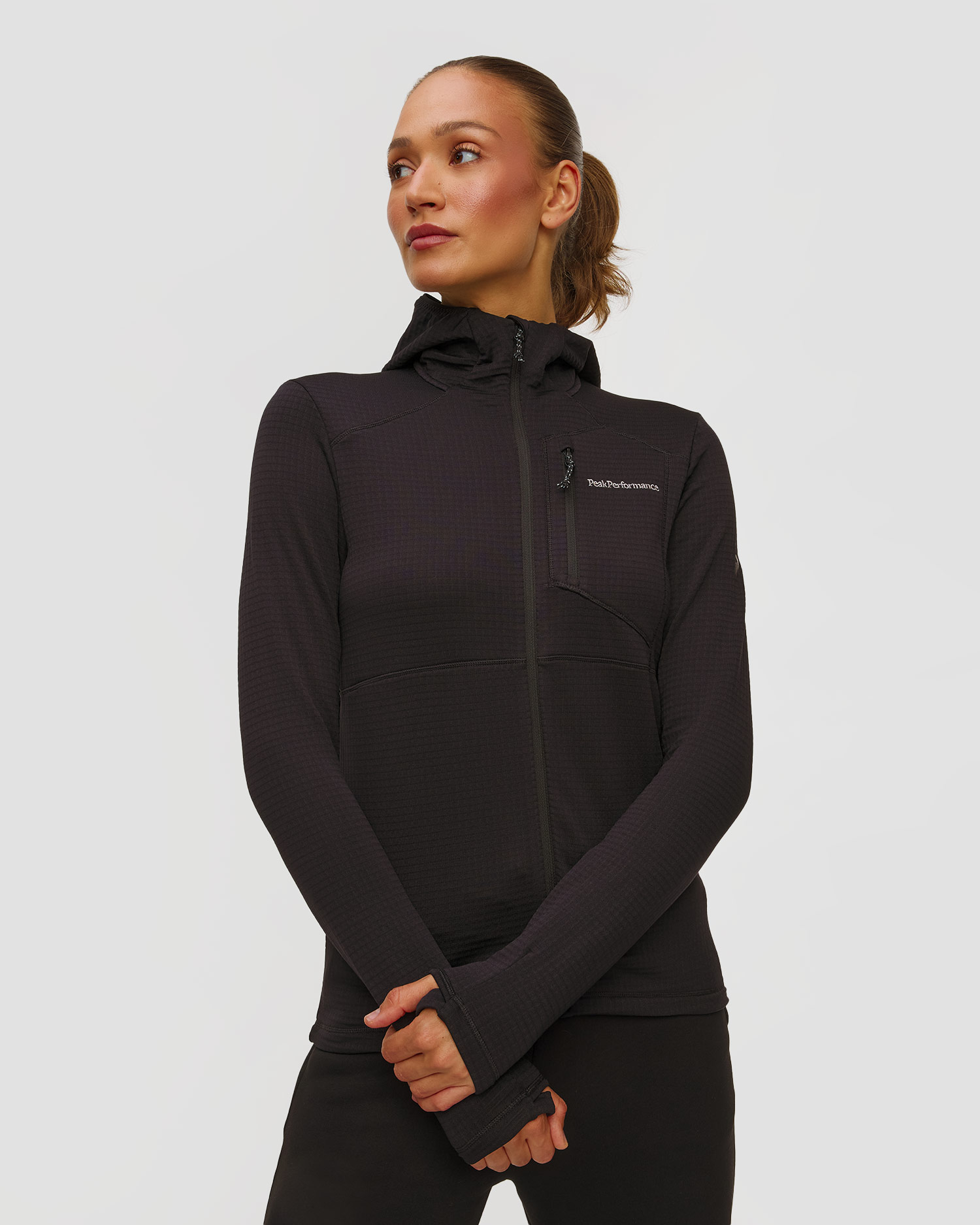 Peak Performance W Trail Polartec Zip Hood Damen-Sweatshirt in Schwarz