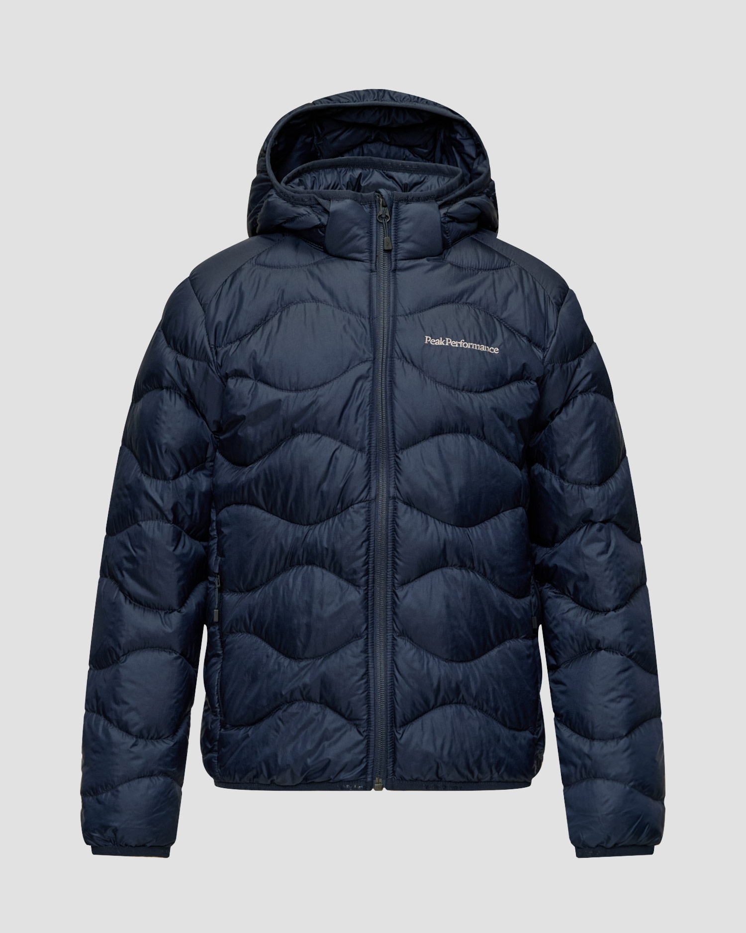 Tmavě modrá dětská péřová bunda s kapucou Peak Performance Helium Down Hood Jacket, Barva/Vzor: Granatowy