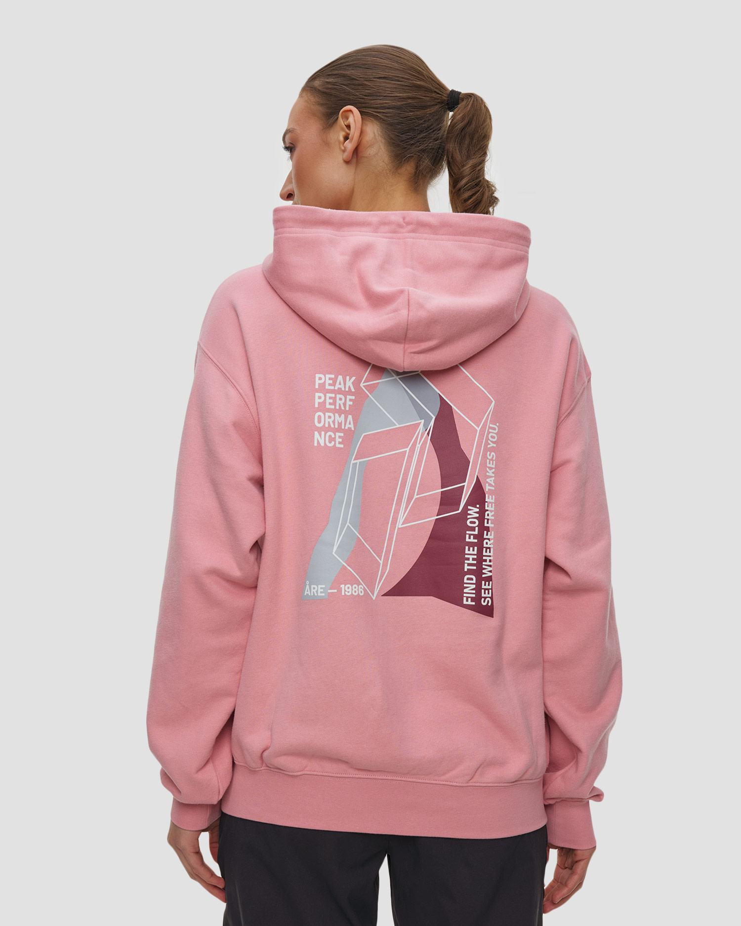 Bluza z kapturem damska Peak Performance W Terry Graphic Hood różowa
