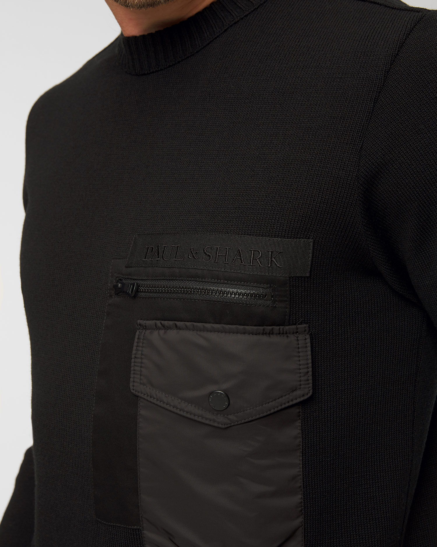 Pulover din lână pentru bărbați Paul&Shark - negru