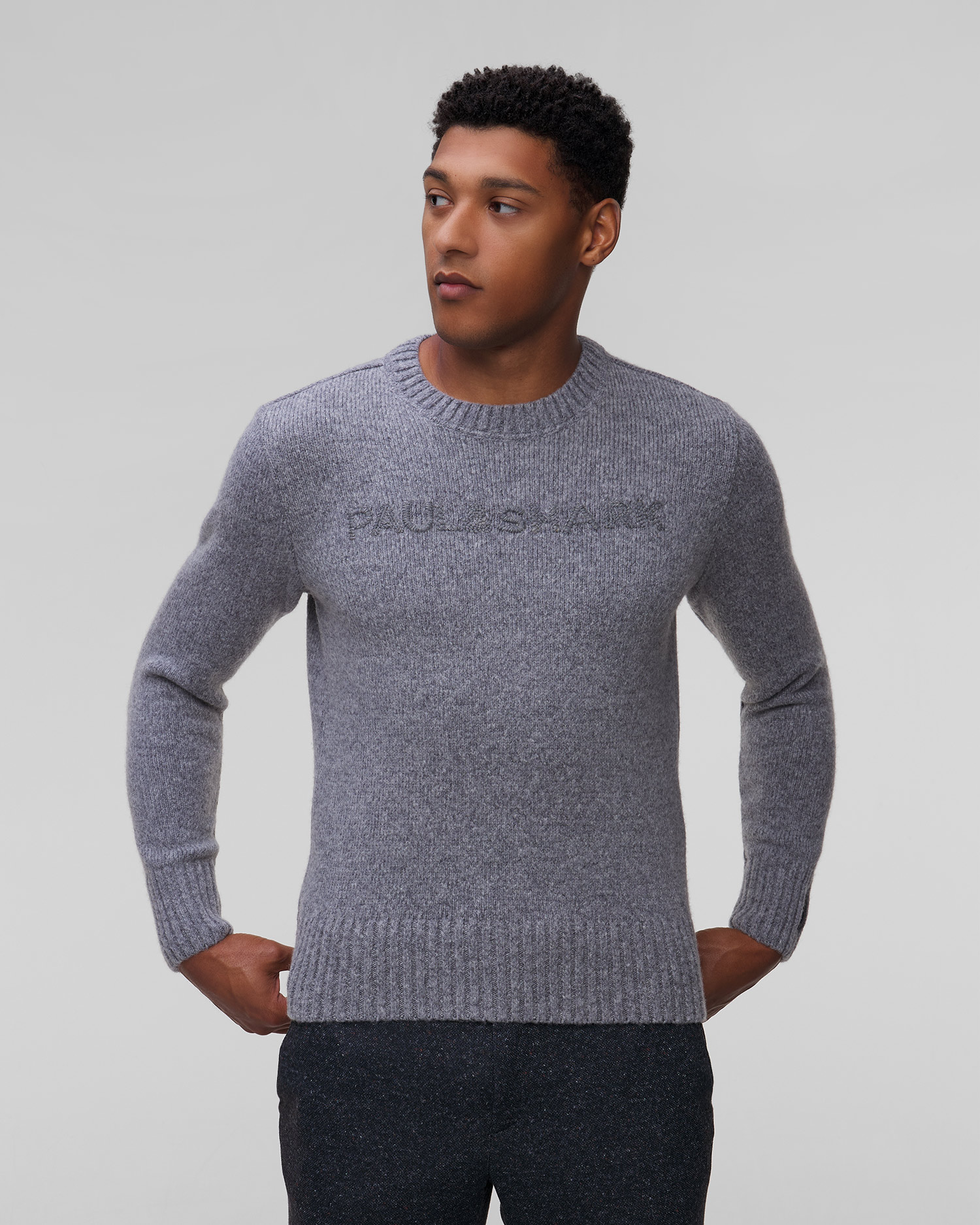 Pánsky sivý vlnený sveter Paul&Shark Knitted