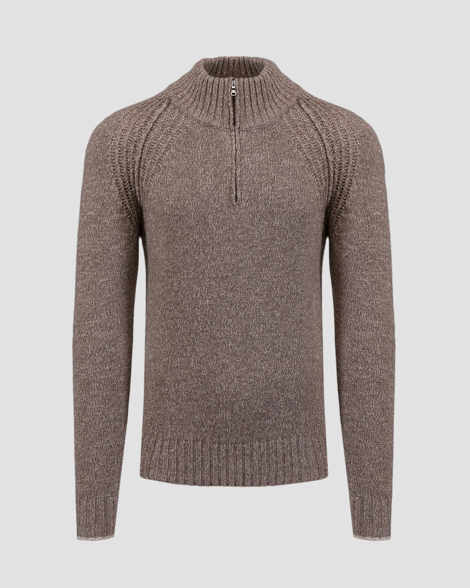 Maglione beige di lana e cashmere da uomo Paul&Shark Zipped