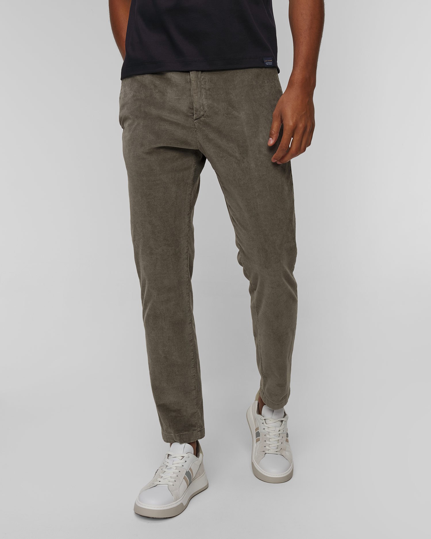 Spodnie sztruksowe męskie khaki Paul&Shark