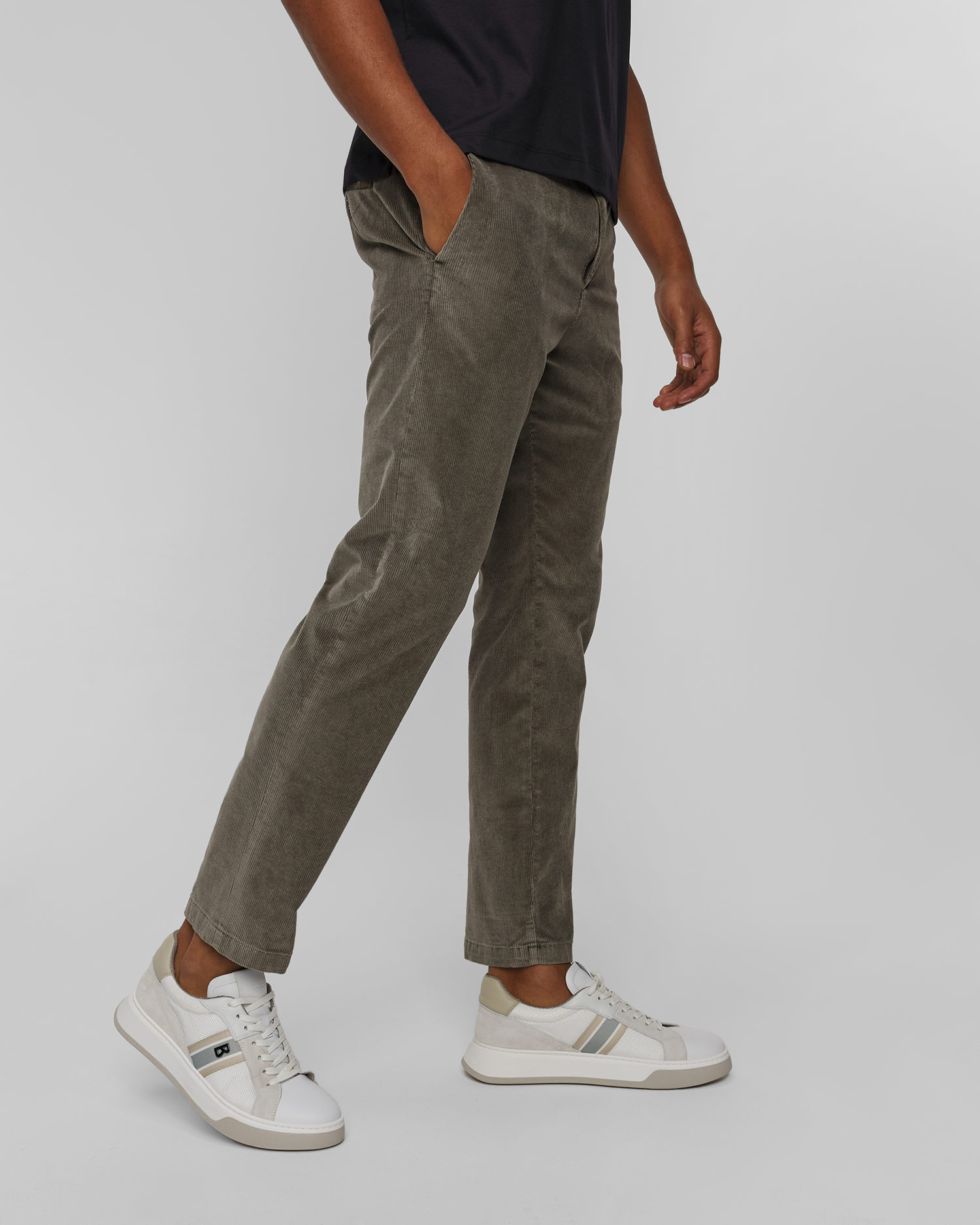 Spodnie sztruksowe męskie khaki Paul&Shark