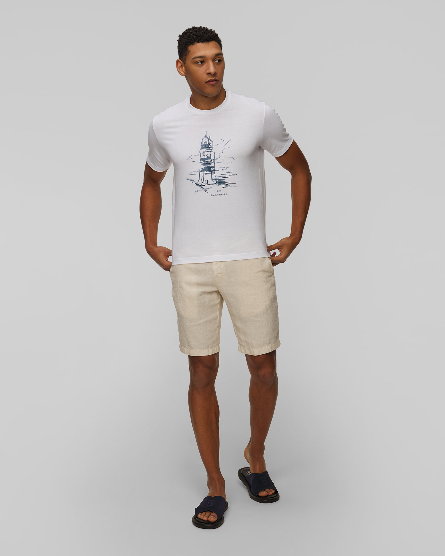 T-shirt imprimé blanc pour hommes Paul&Shark