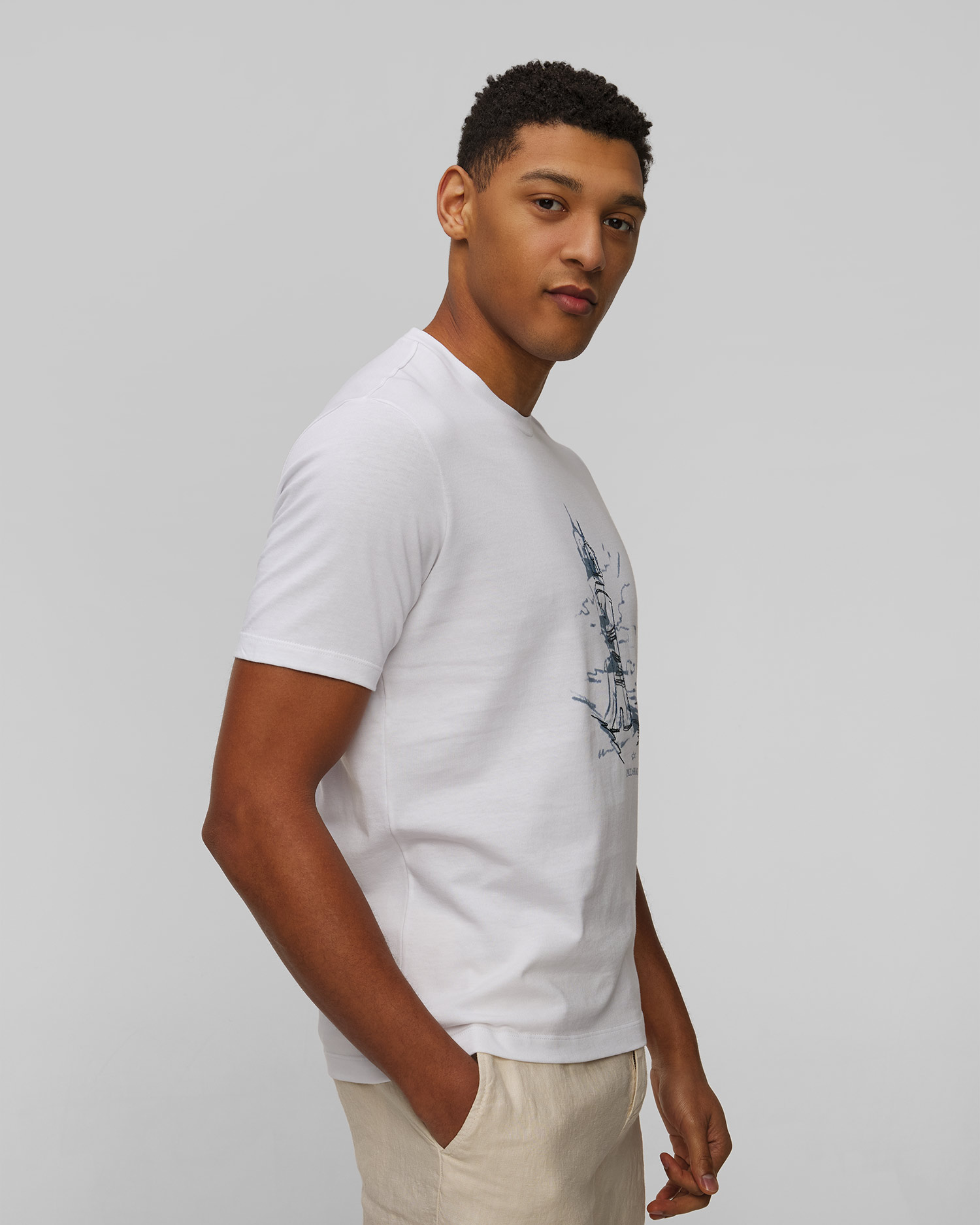 T-shirt imprimé blanc pour hommes Paul&Shark